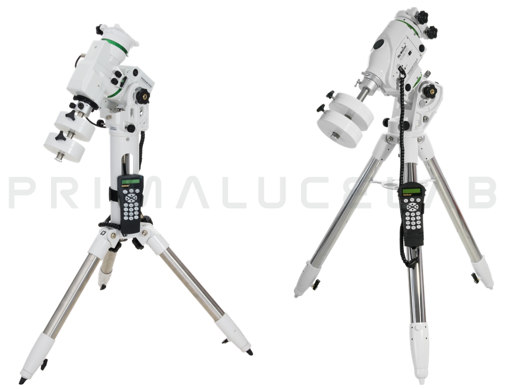 Telescope mount, what to choose: left a compact SkyWatcher AZ-EQ5 mount, right a bigger SkyWatcher AZ-EQ6 mount