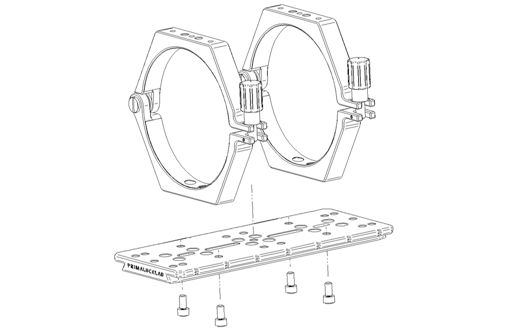 Collegare le piastre a coda di rondine PLUS agli altri elementi PLUS: connecting Losmandy style dovetail bar to PLUS support rings