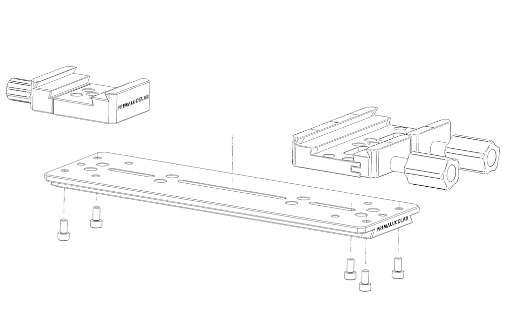 Collegare le piastre a coda di rondine PLUS agli altri elementi PLUS: connecting PLUS dovetail clamps to Losmandy style dovetail bar and create a side-by-side plate