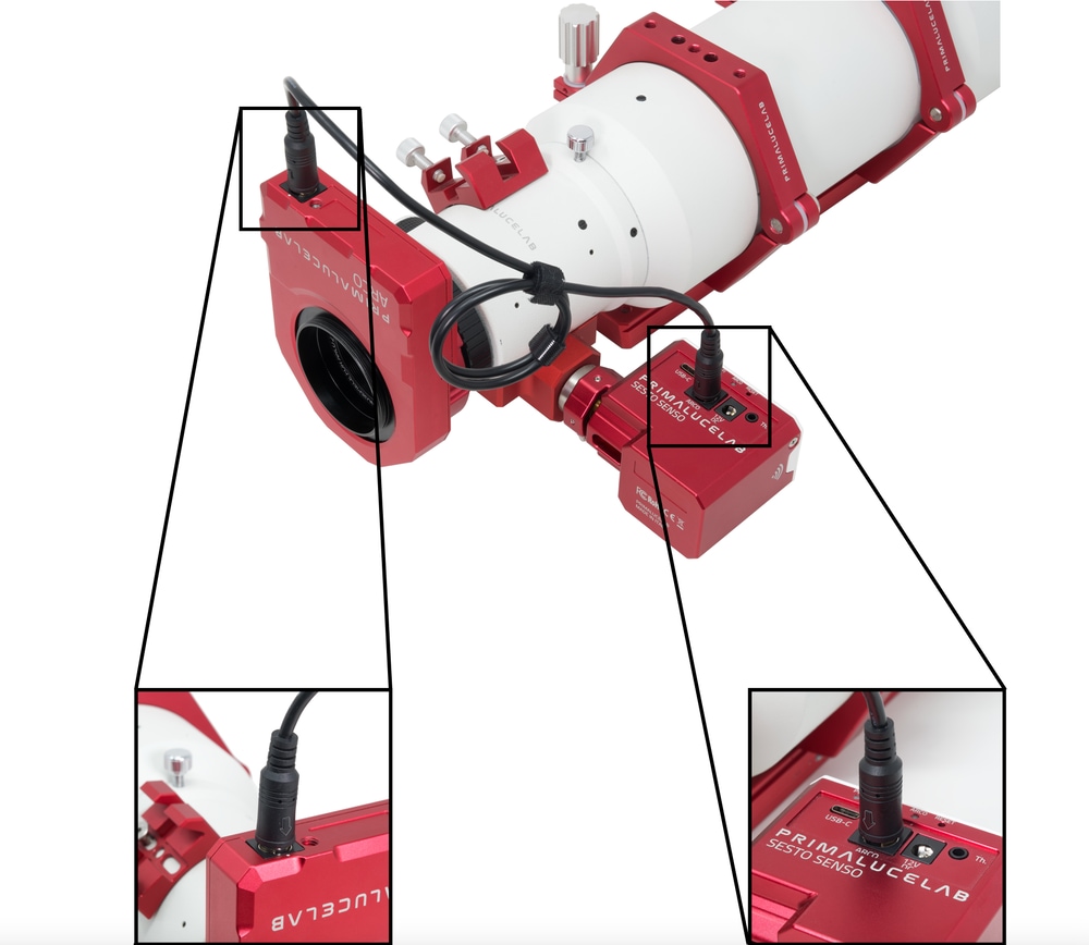 How to install ARCO on focusers with SESTO SENSO 2 focusing motor: how to correctly insert the cable plugs into the connectors