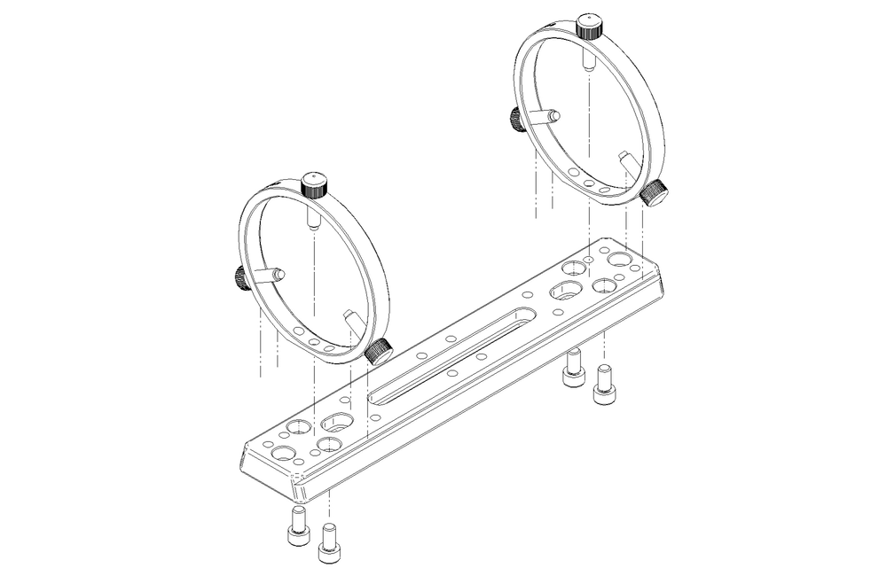 How to connect PLUS guide rings to other PLUS elements: connecting PLUS guide rings to Vixen style dovetail bar