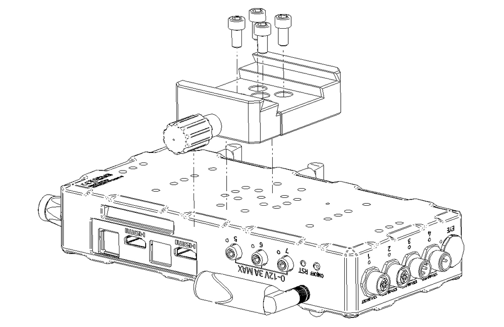 How to use PLUS dovetail clamps with dovetail bars, EAGLE and counterweights: connecting PLUS dovetail clamp to the bottom side of the EAGLE and clamp it to a dovetail bar