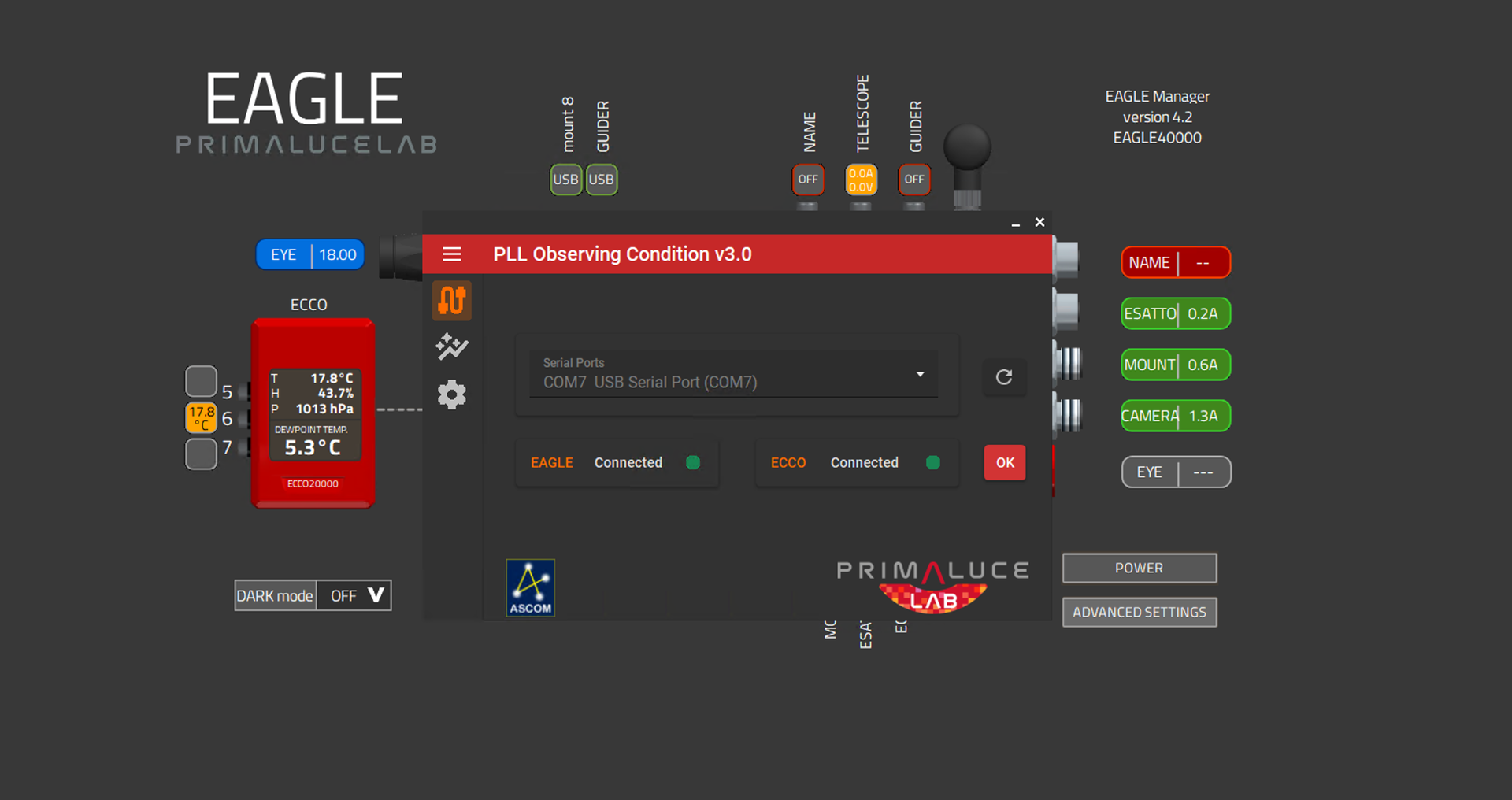 How to use ECCO2 environmental controller with ASCOM and third party software