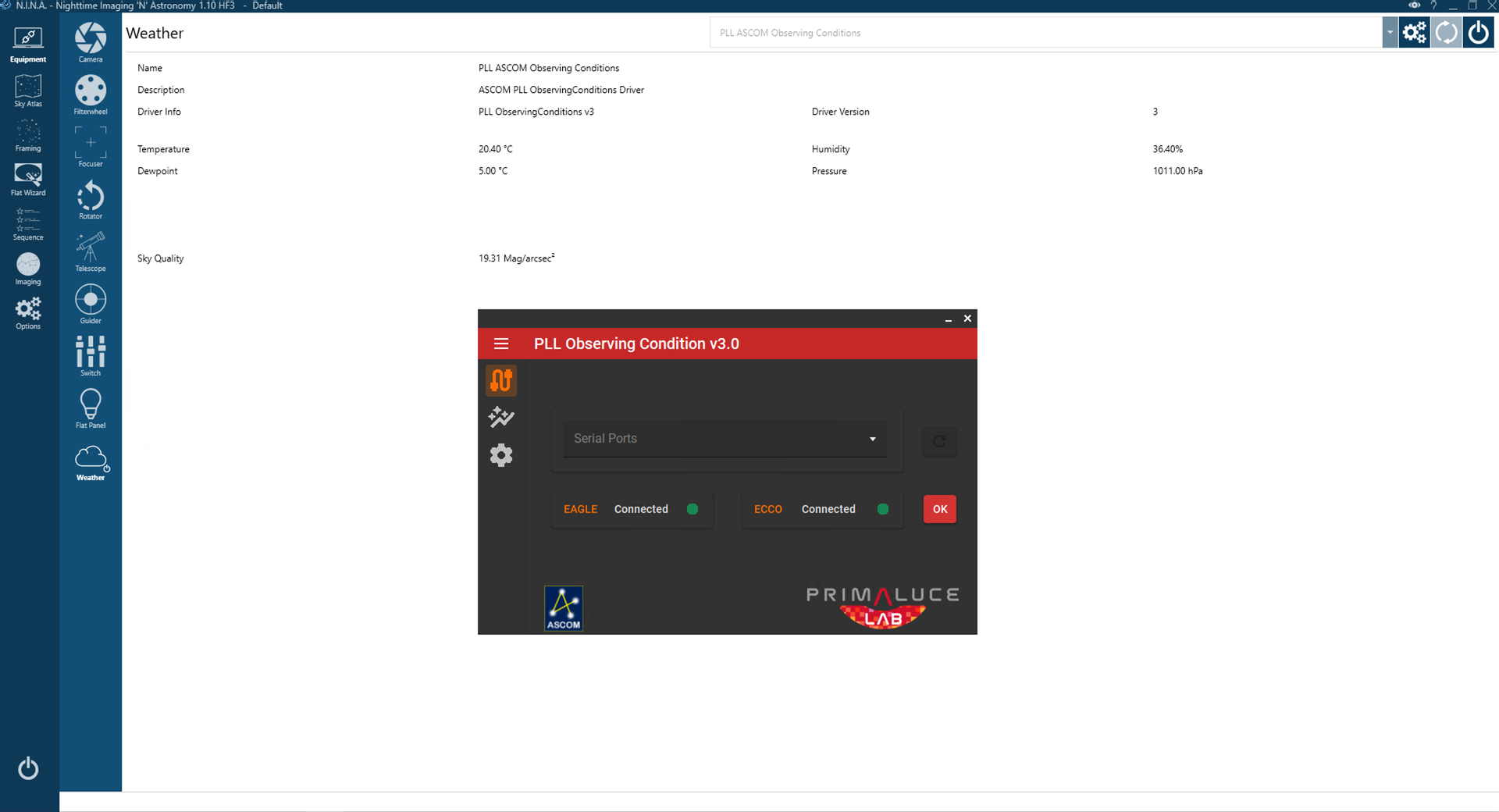 How to use ECCO2 environmental controller with ASCOM and third party software