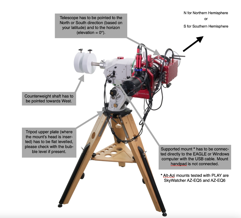 Configure PLAY with telescopes on alt-azi mount