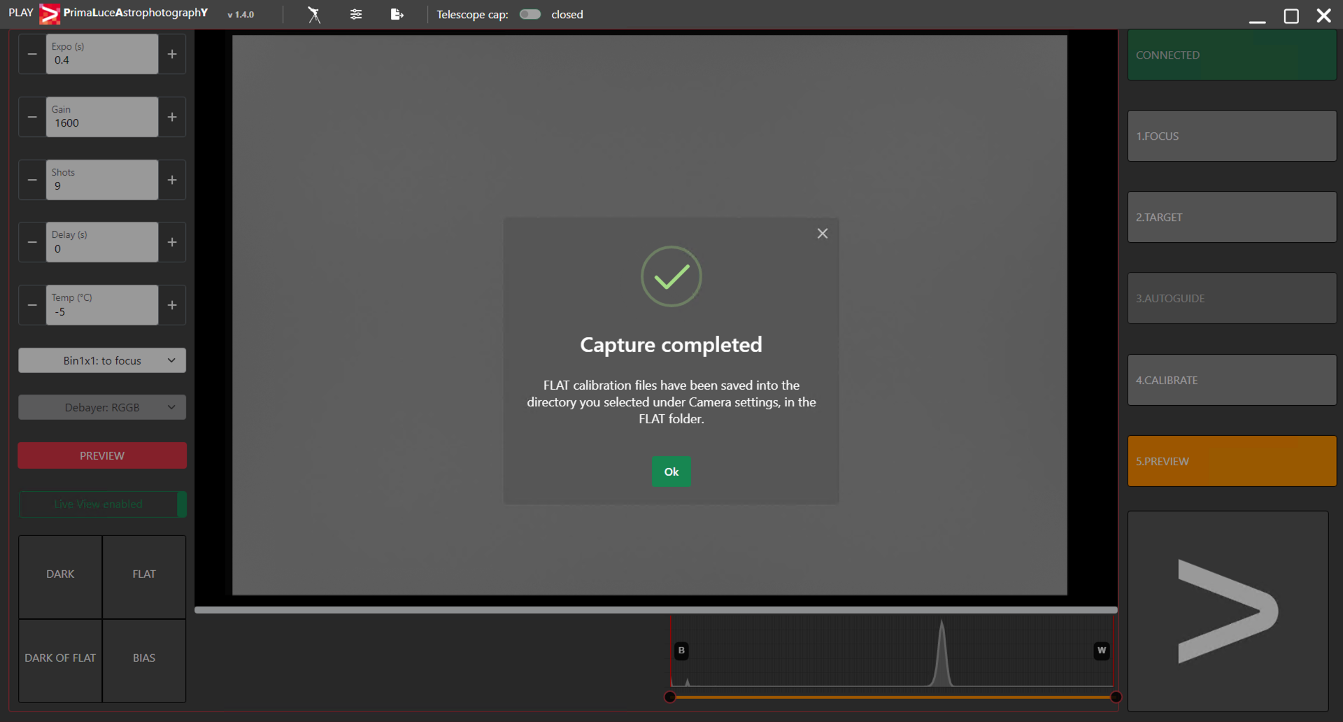 How to record FLAT calibration frames with GIOTTO and PLAY
