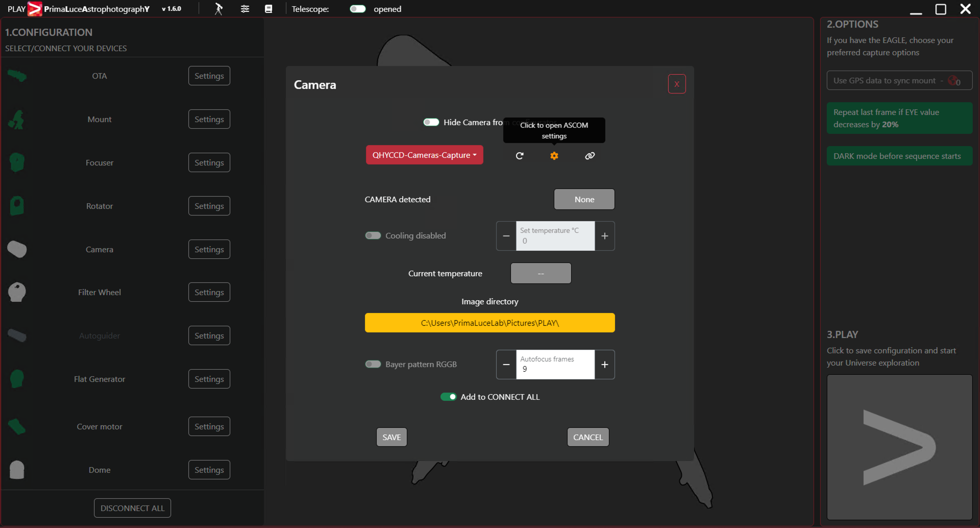 How to remotely control your ASCOM camera with PLAY