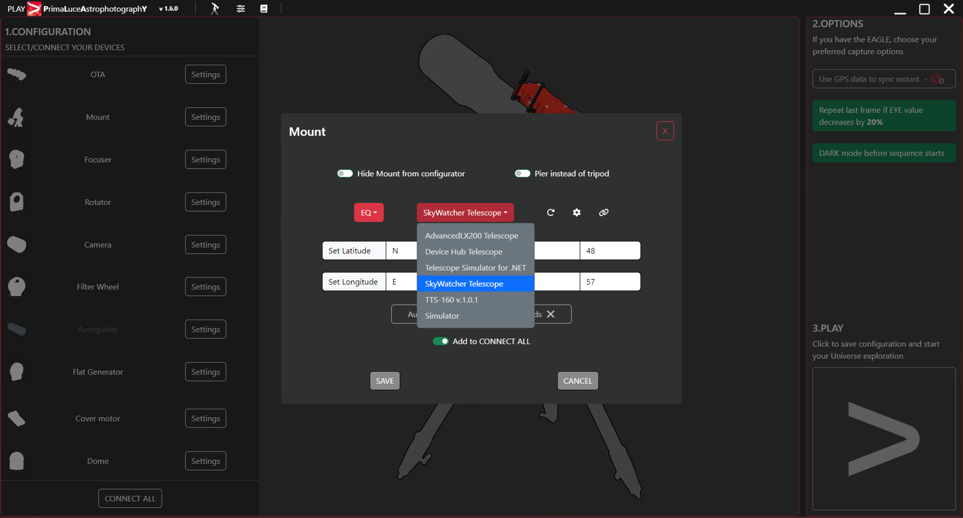 How to remotely control your SkyWatcher equatorial mount with PLAY