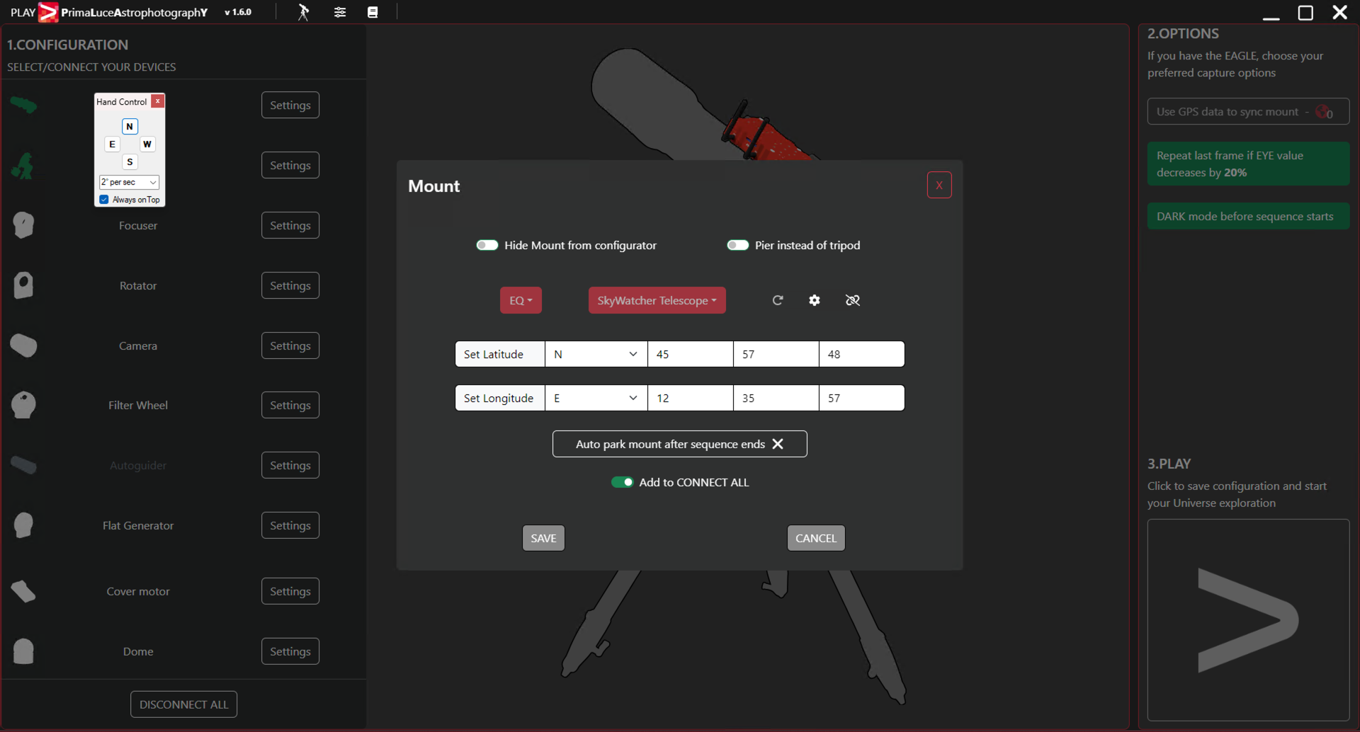 How to remotely control your SkyWatcher equatorial mount with PLAY