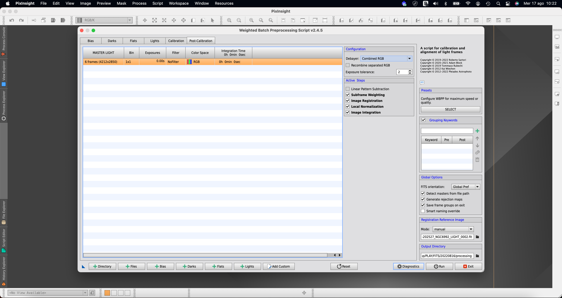 Use PixInsight Weighted Batch Preprocessing to calibrate images recorded with PLAY