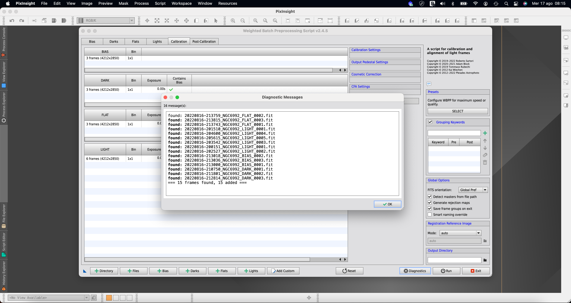 Use PixInsight Weighted Batch Preprocessing to calibrate images recorded with PLAY