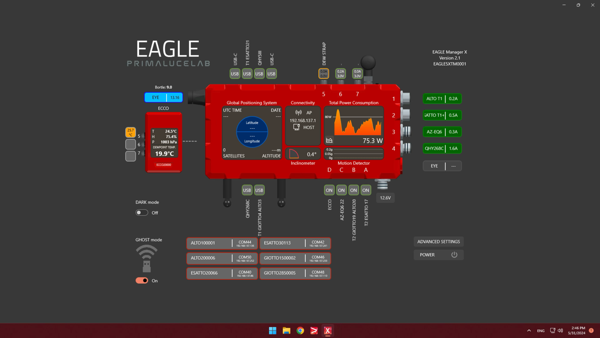 How to remotely power and control the observatory telescope with EAGLE