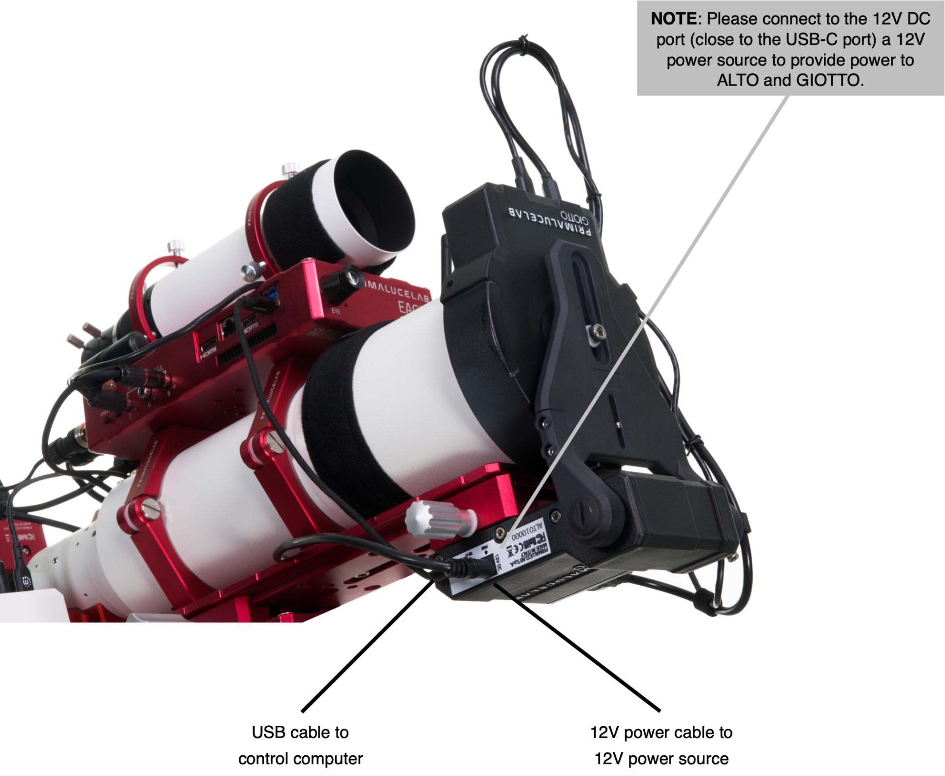 How to install USB and 12V power cables on ALTO with GIOTTO