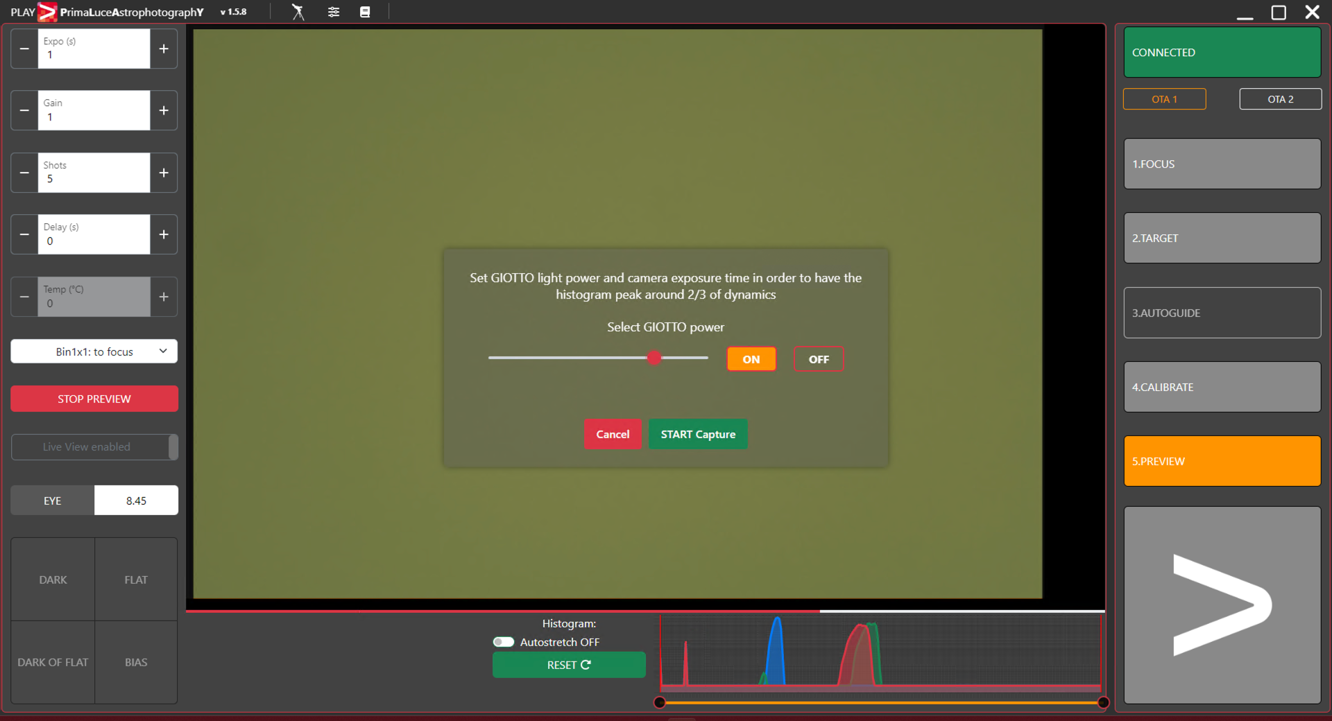 How to record FLAT calibration frames with GIOTTO and PLAY