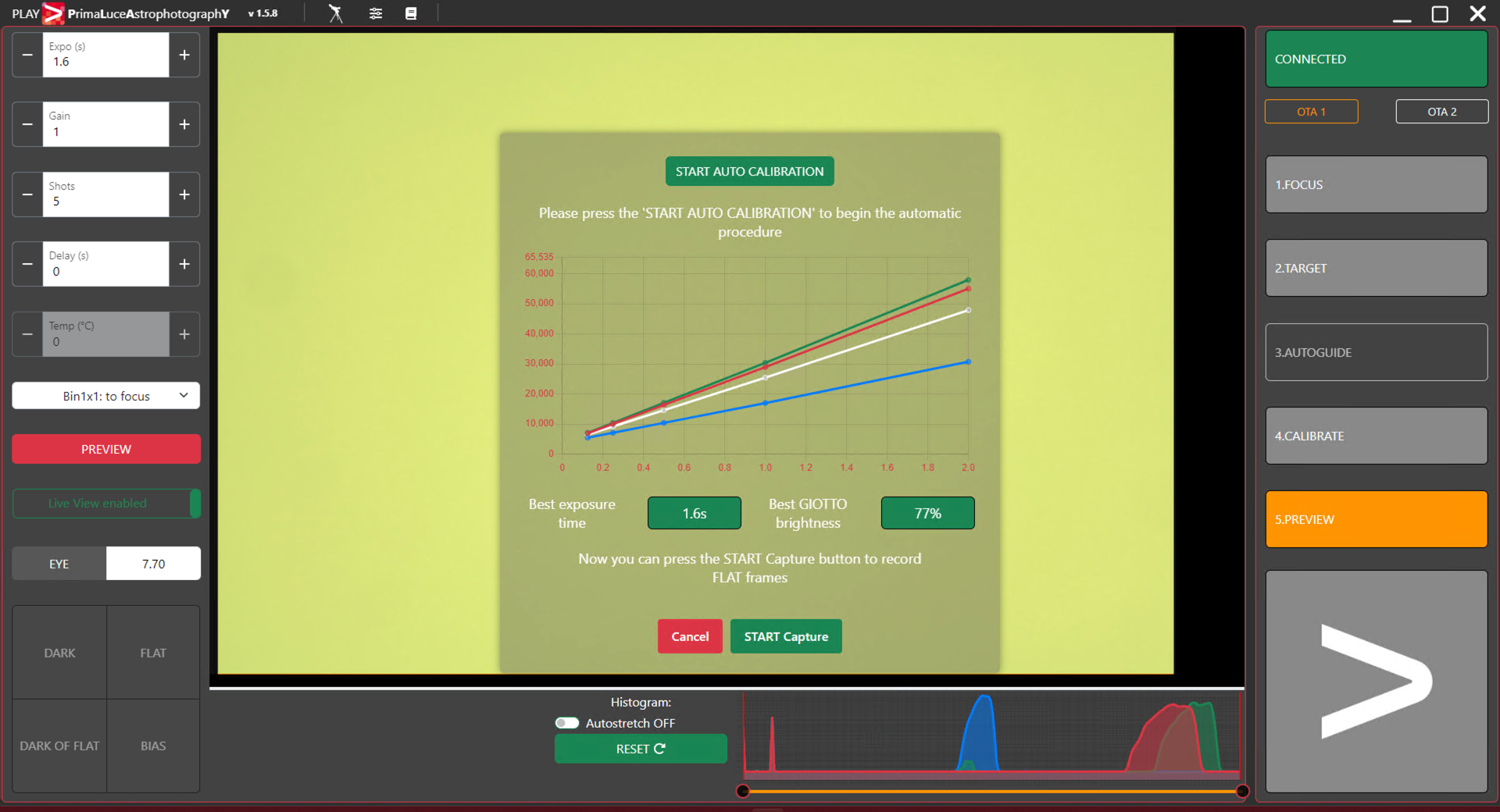 How to record FLAT calibration frames with GIOTTO and PLAY