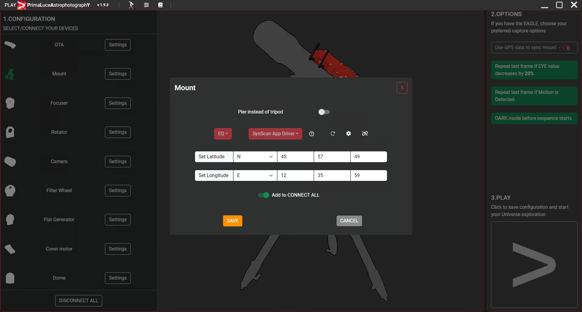 How to remotely control your SkyWatcher equatorial or alt-azi mount with PLAY