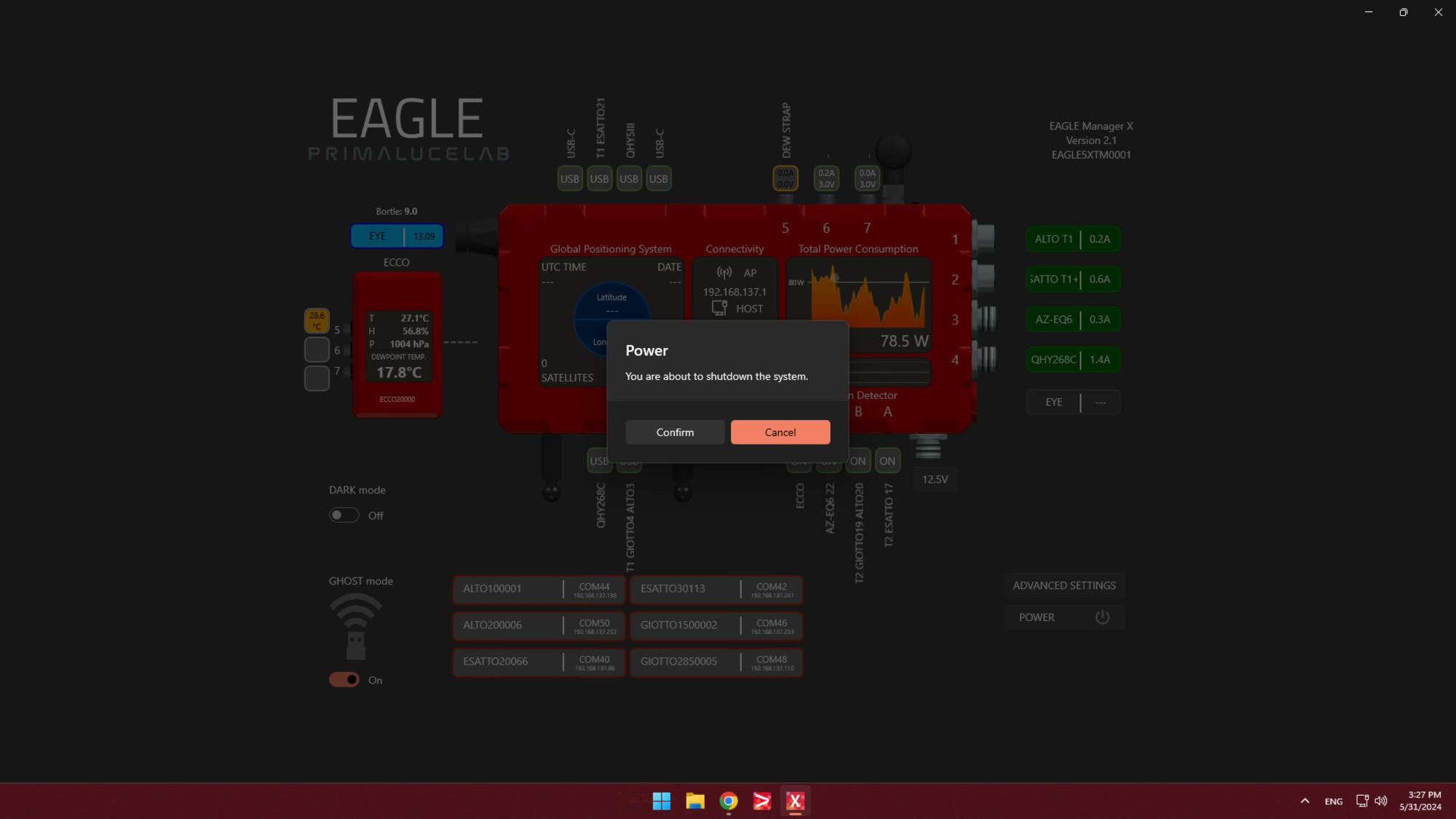 How to remotely power and control the observatory telescope with EAGLE