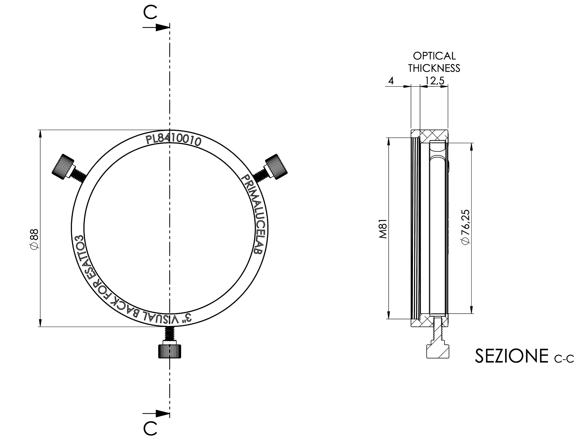3" visual back for ESATTO 3" and ARCO 3"