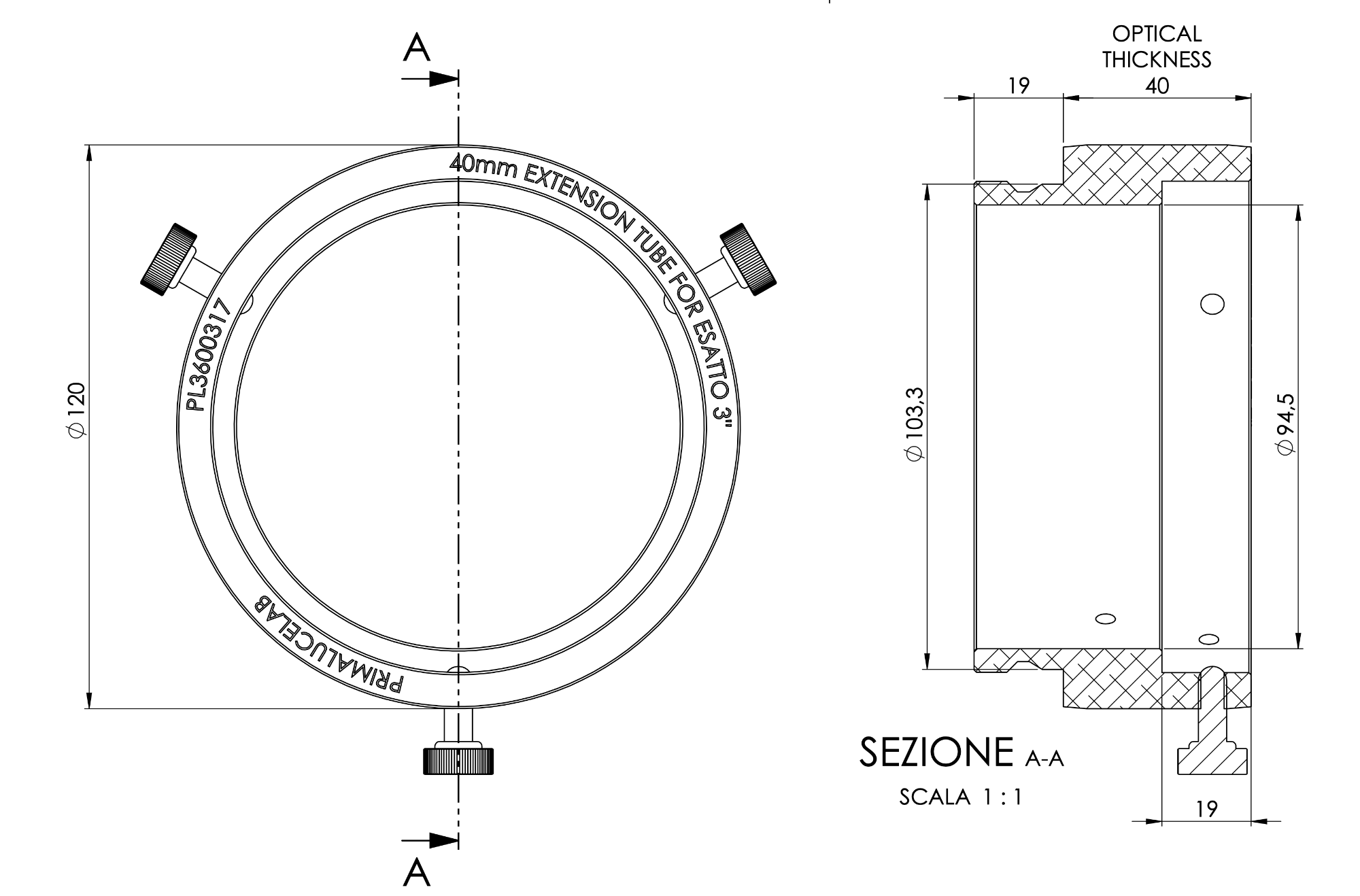 40mm extension tube for ESATTO 3