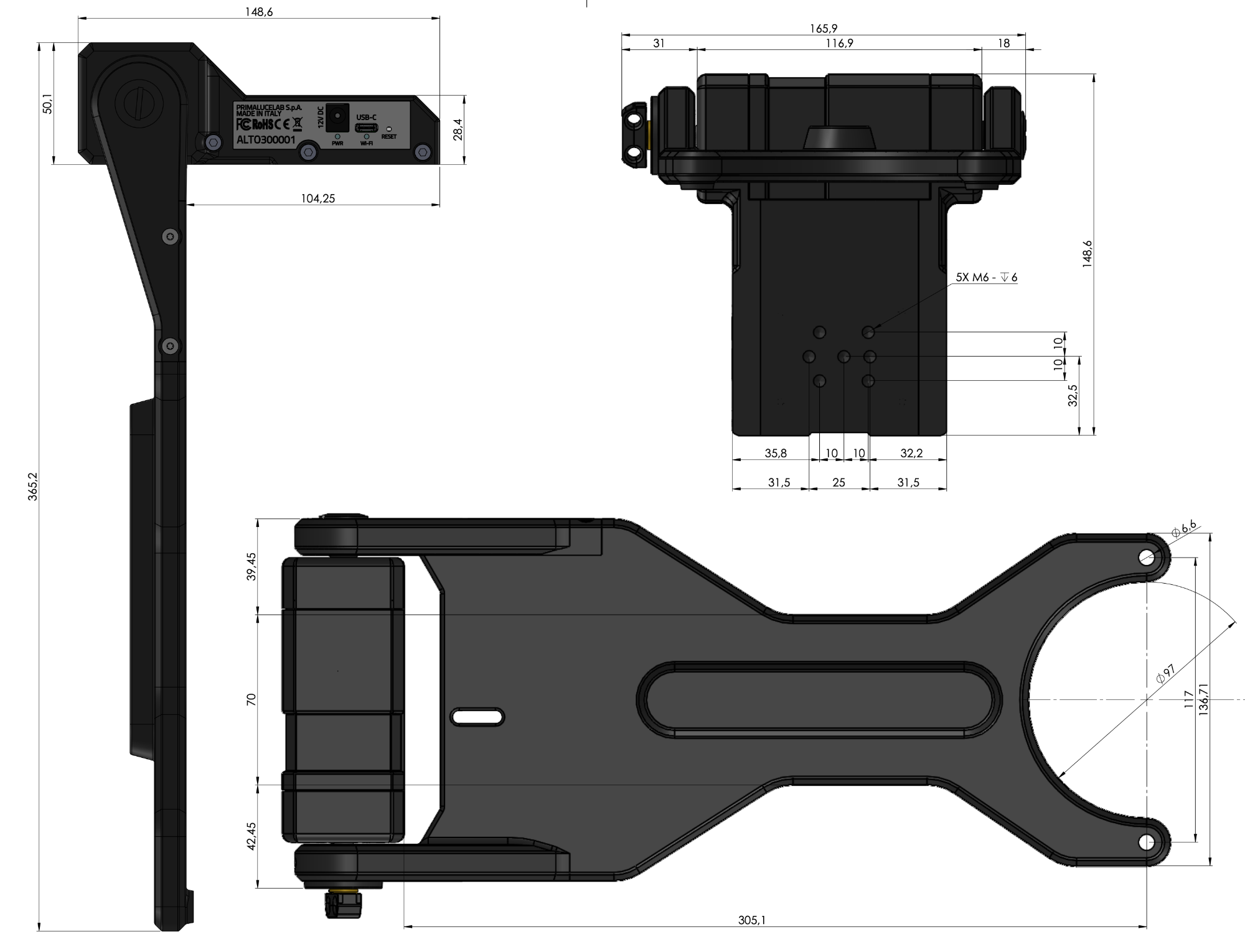 ALTO-3L motore chiusura telescopio per GIOTTO 560mm