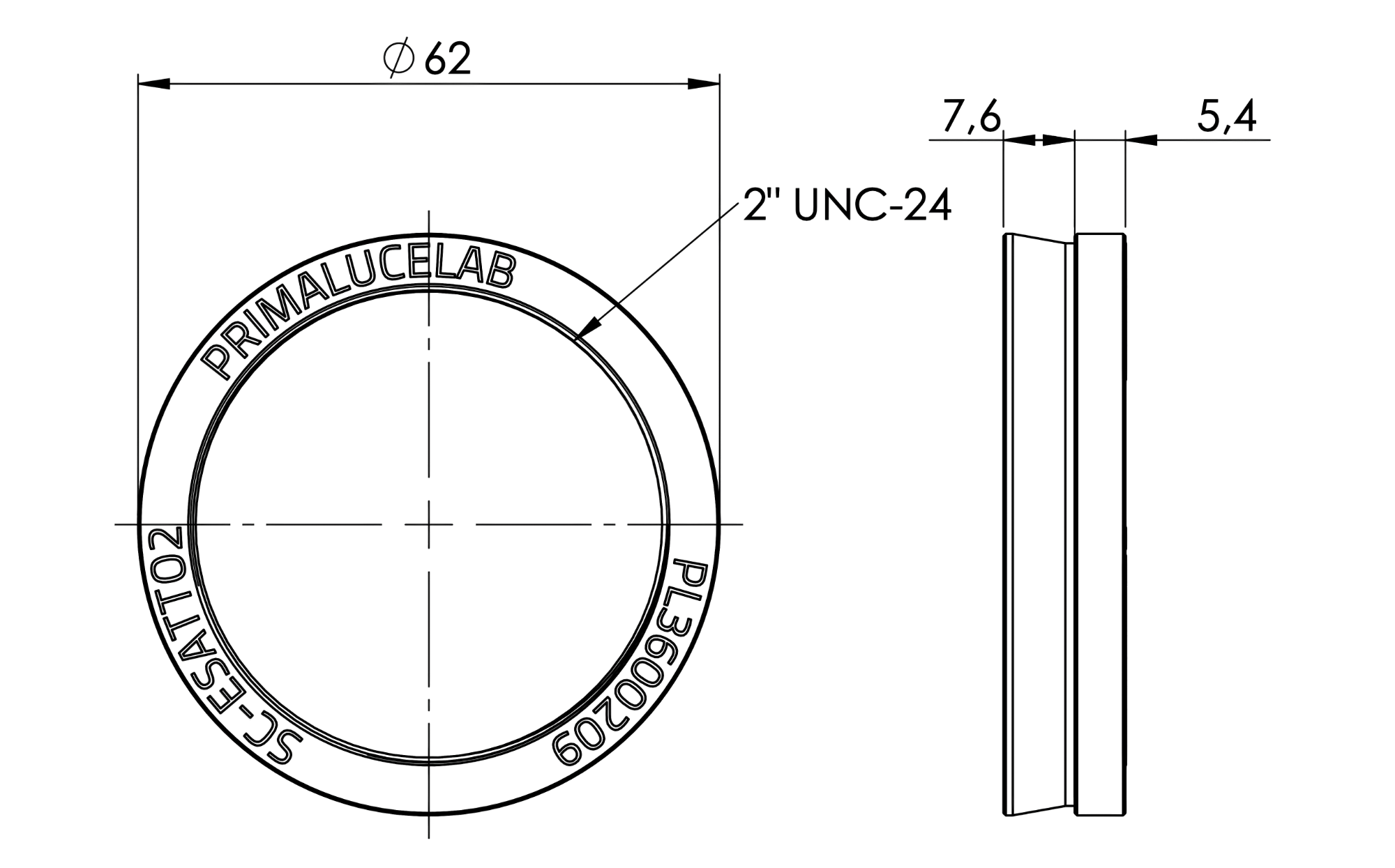 Adapter ESATTO 2 for telescopes with SC thread Adapter ESATTO 2 for telescopes with SC thread