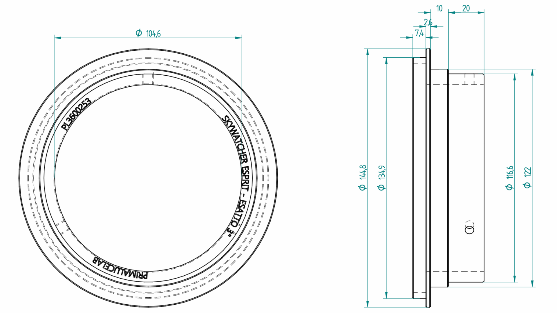 Adapter ESATTO 3" for SkyWatcher ESPRIT 120 ED and 150 ED