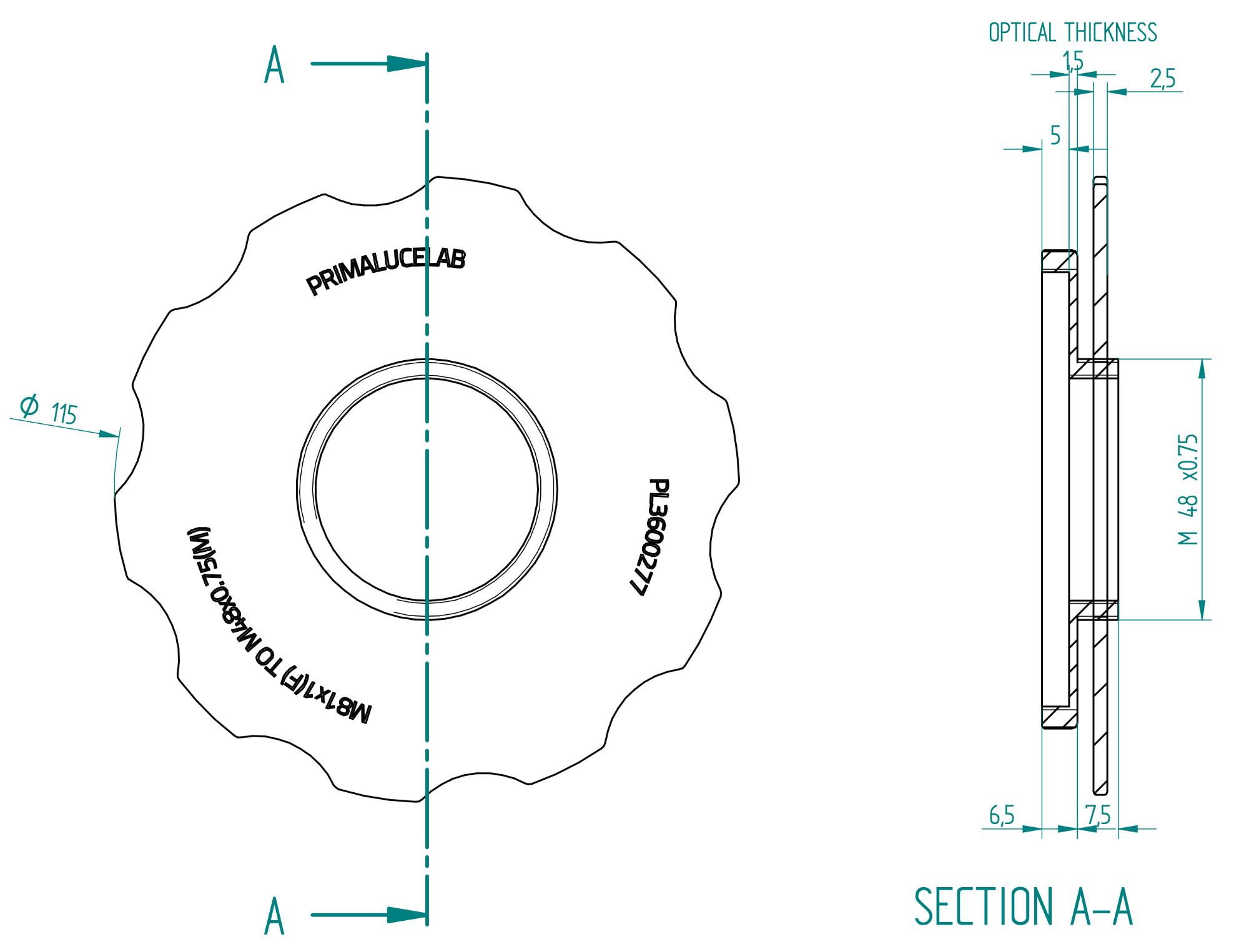 Adapter from M81 to M48 with stop ring for ESATTO 3" and ARCO 3"