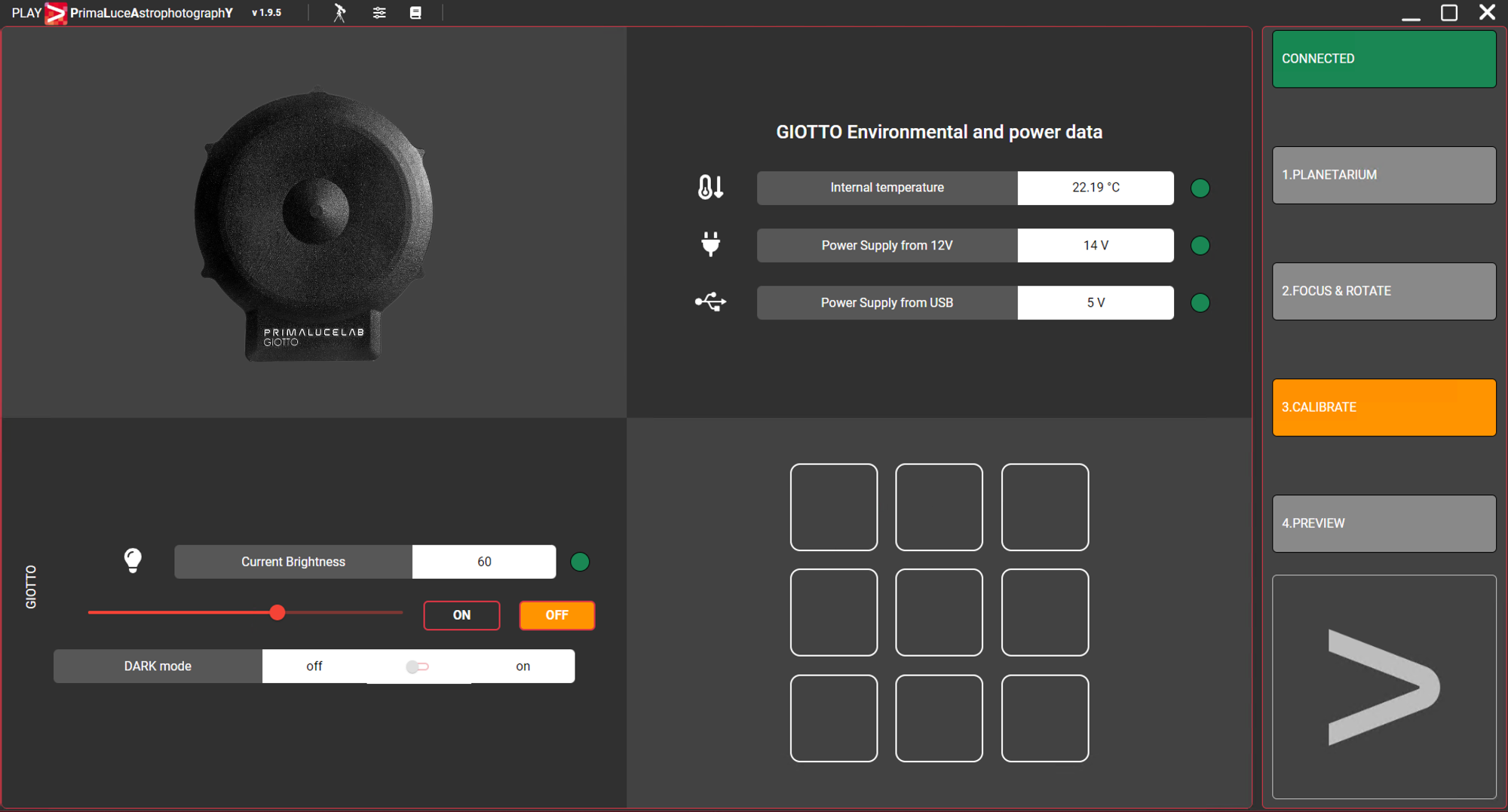 GIOTTO for Origin, Smart Flat Field Generator - PLAY software