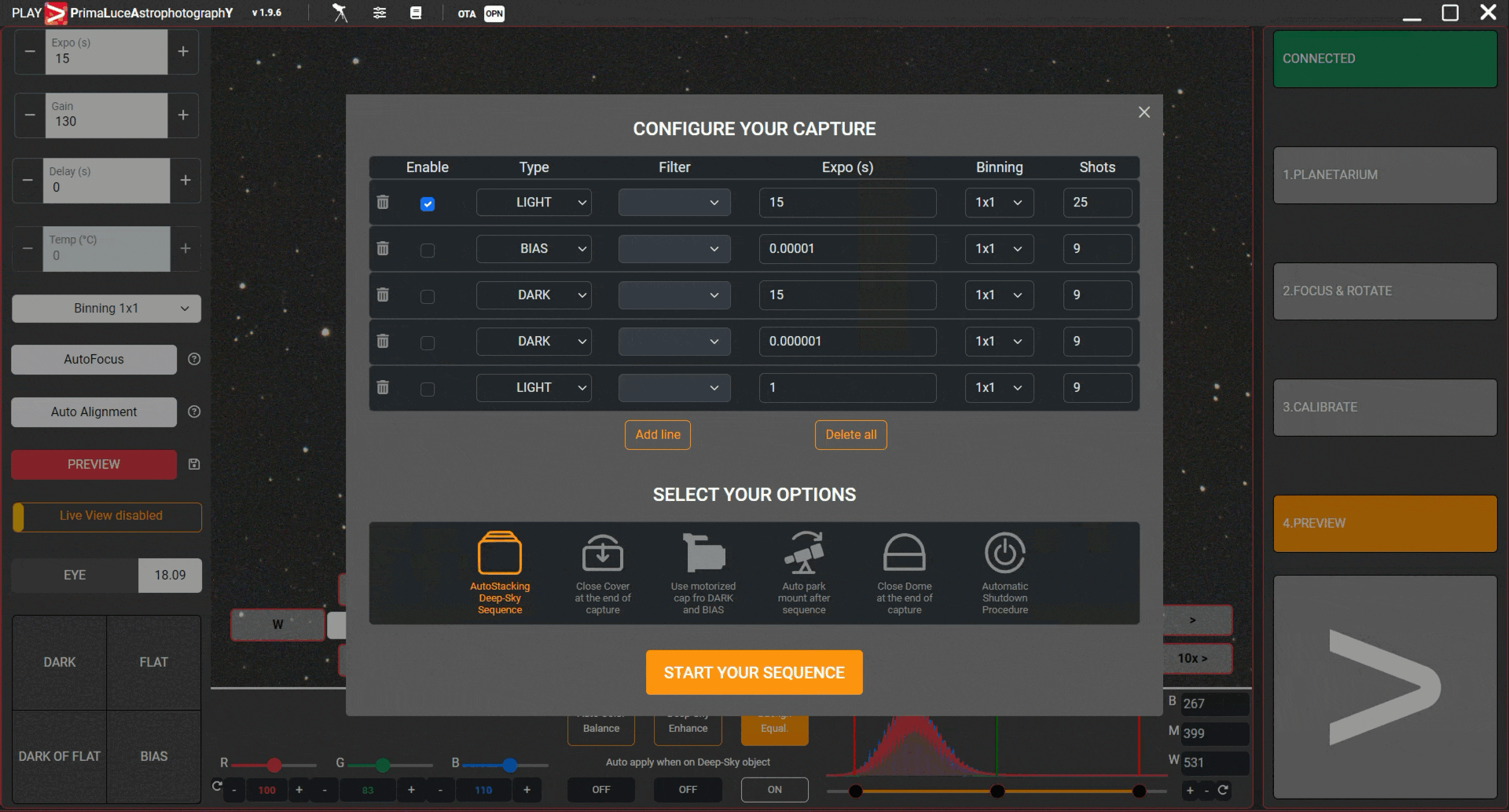 PLAY - Prima Luce AstrophotographY software: AutoStacking
