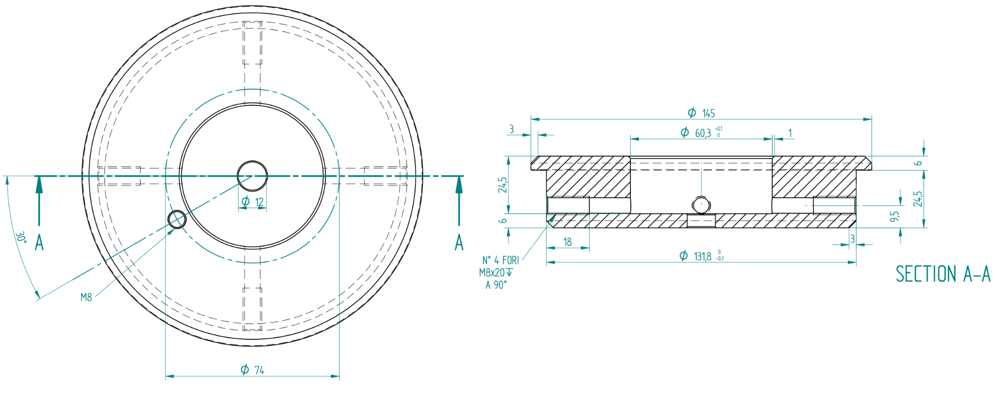 Adapter for EQ5 / HEQ5 / AZ-EQ5 for C82 pier for concrete base