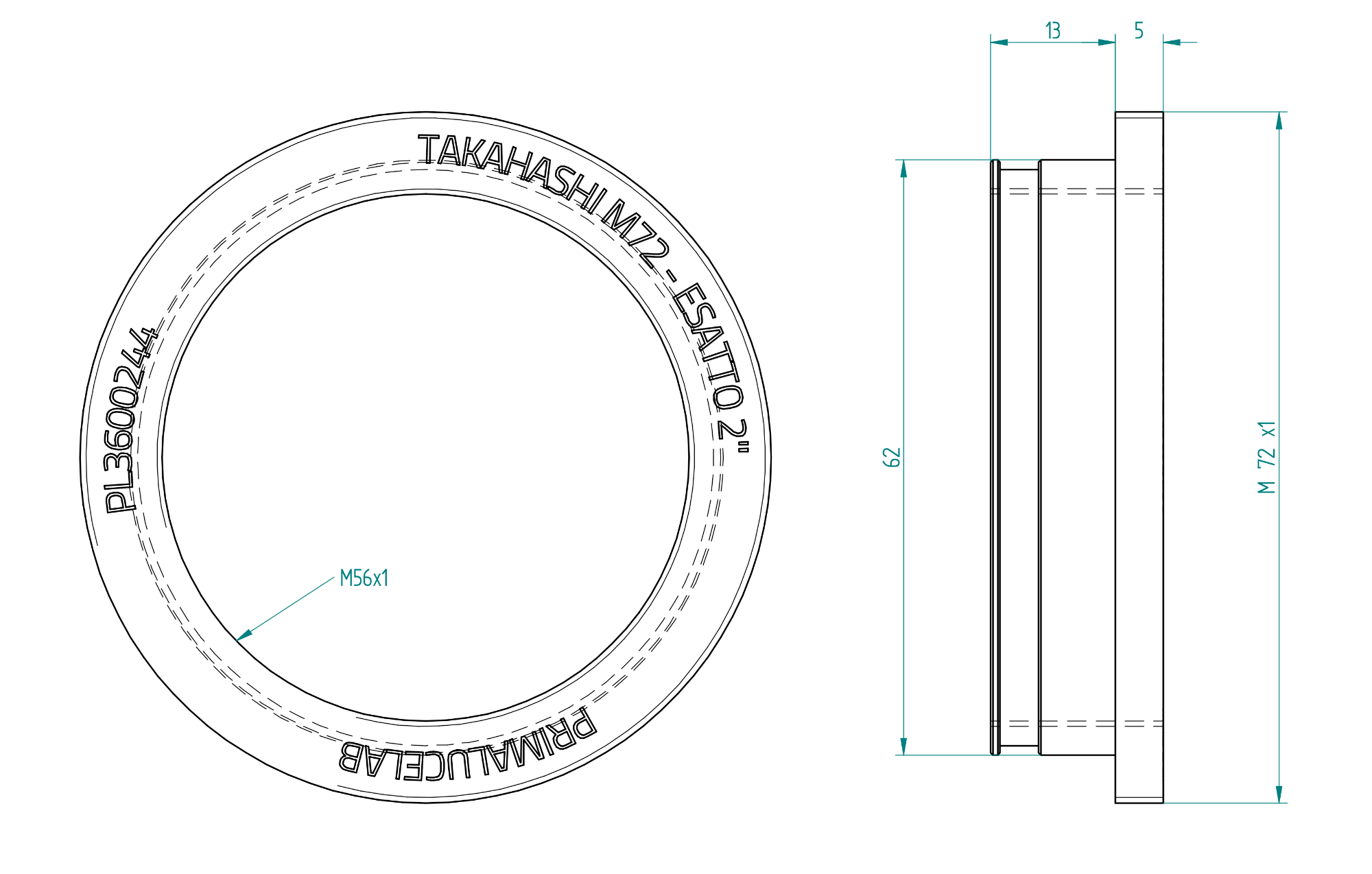 Adapter ESATTO 2" for Takahashi telescopes with M72 thread