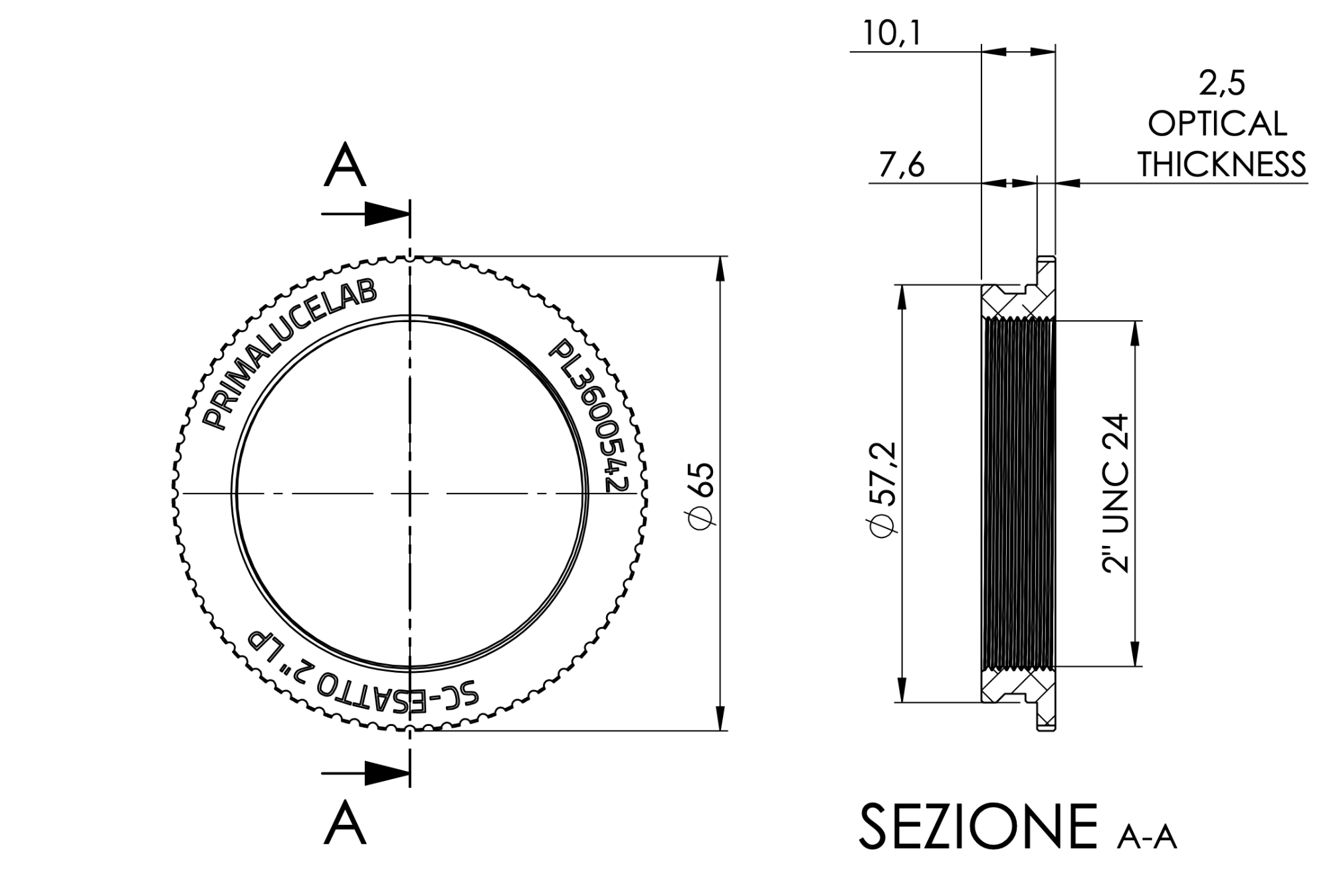 Adapter ESATTO 2 LP for telescopes with SC thread