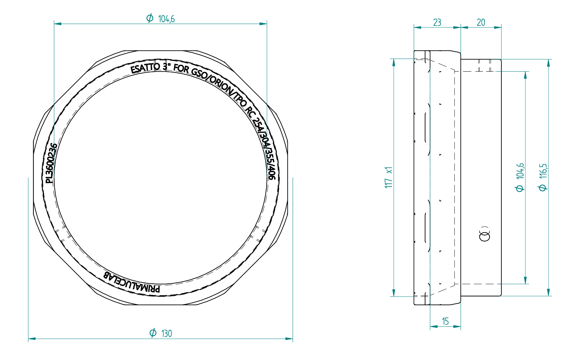 Adapter ESATTO 3" for GSO/Orion/TPO Ritchey-Chretien 10, 12, 14 and 16 inches