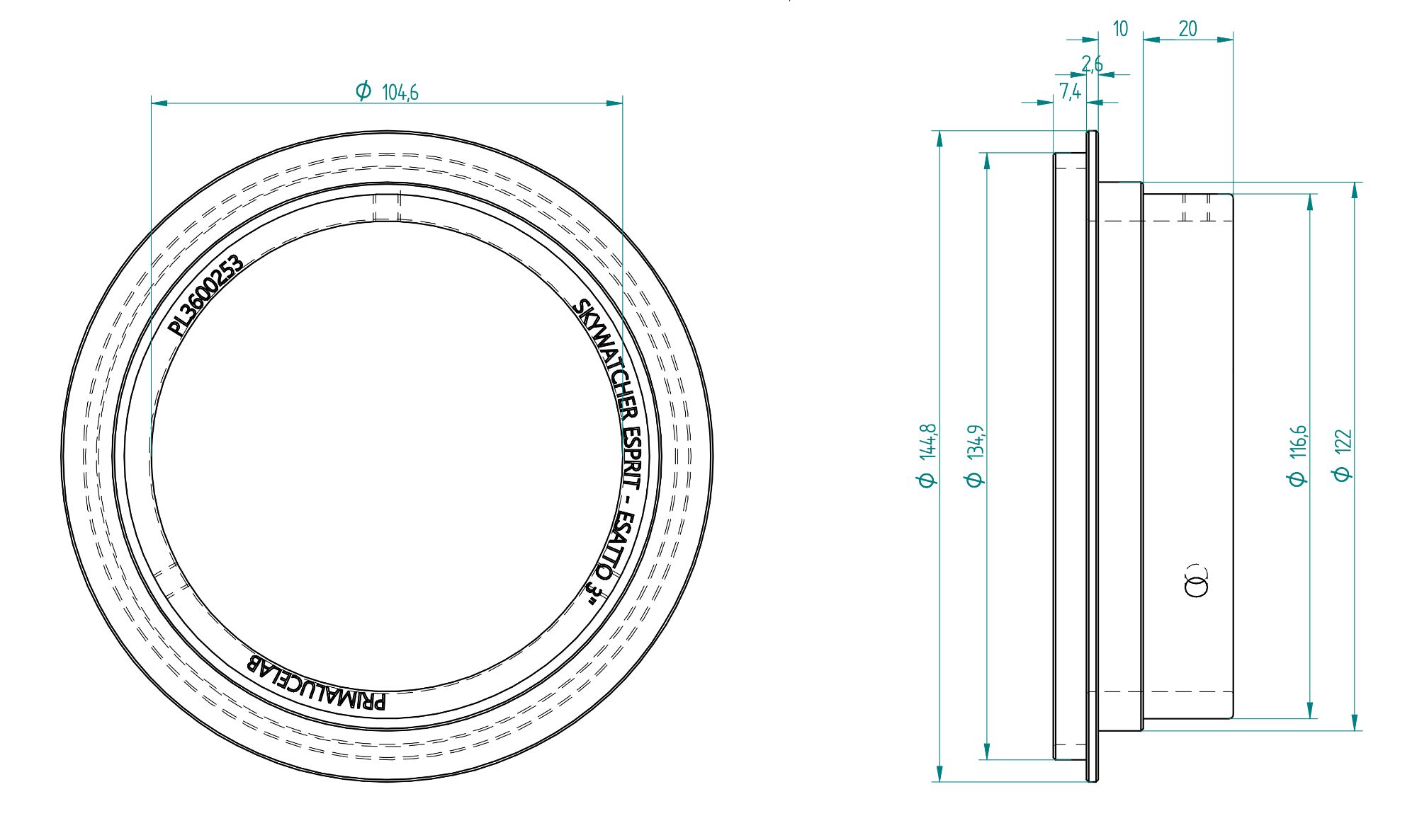 Adapter ESATTO 3" for SkyWatcher ESPRIT 120 ED and 150 ED