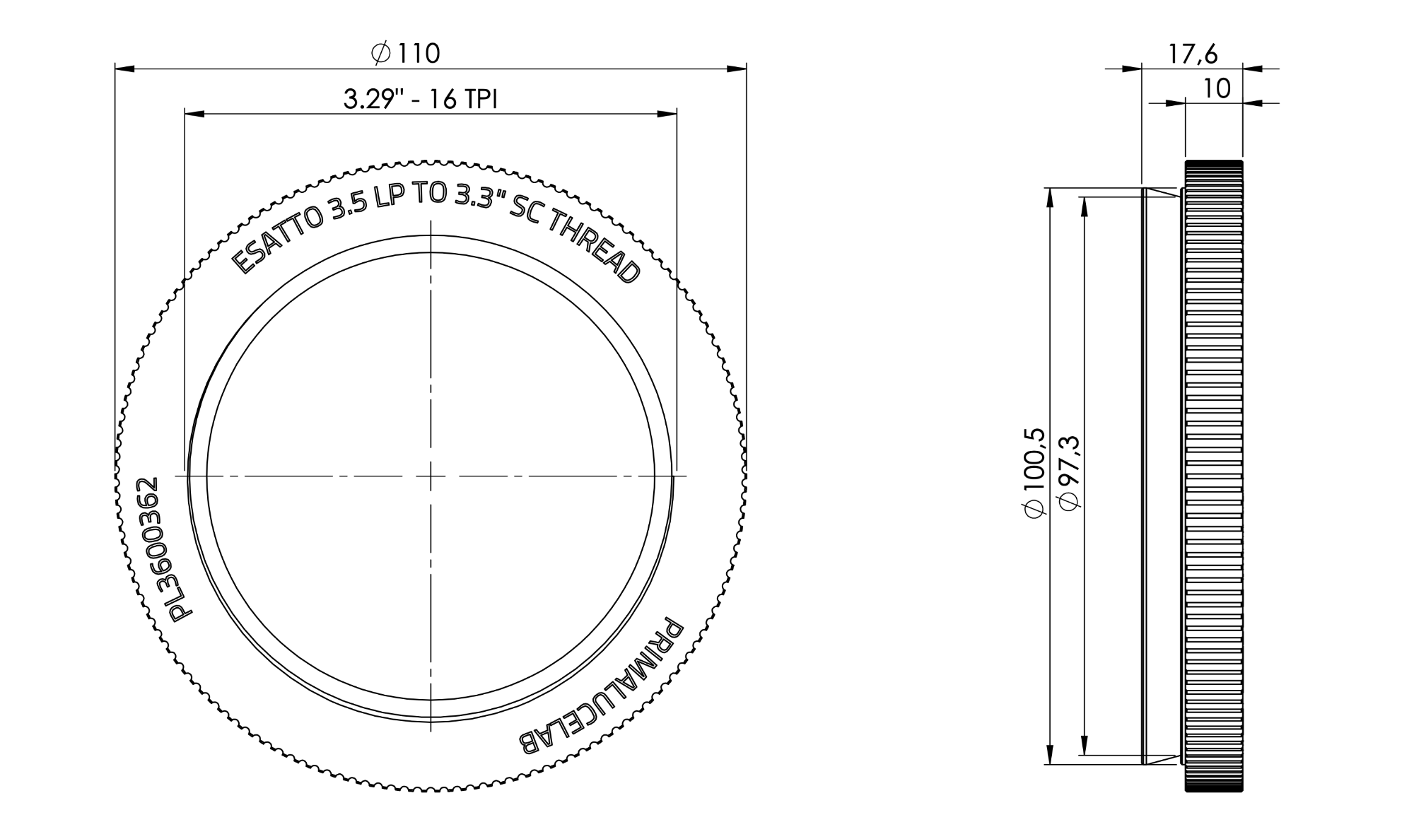 Adapter ESATTO 3,5” LP for telescopes with large 3.3" SC thread