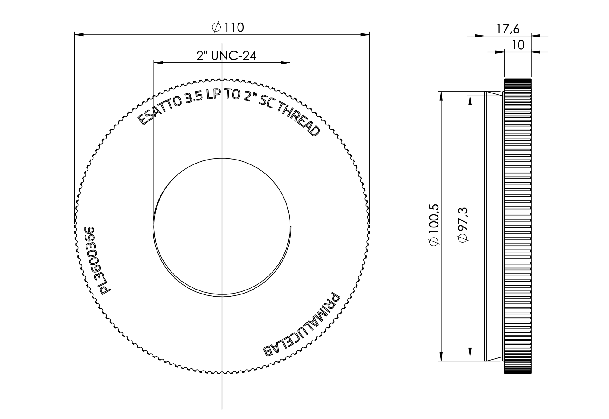 Adapter ESATTO 3,5" LP for telescopes with SC thread