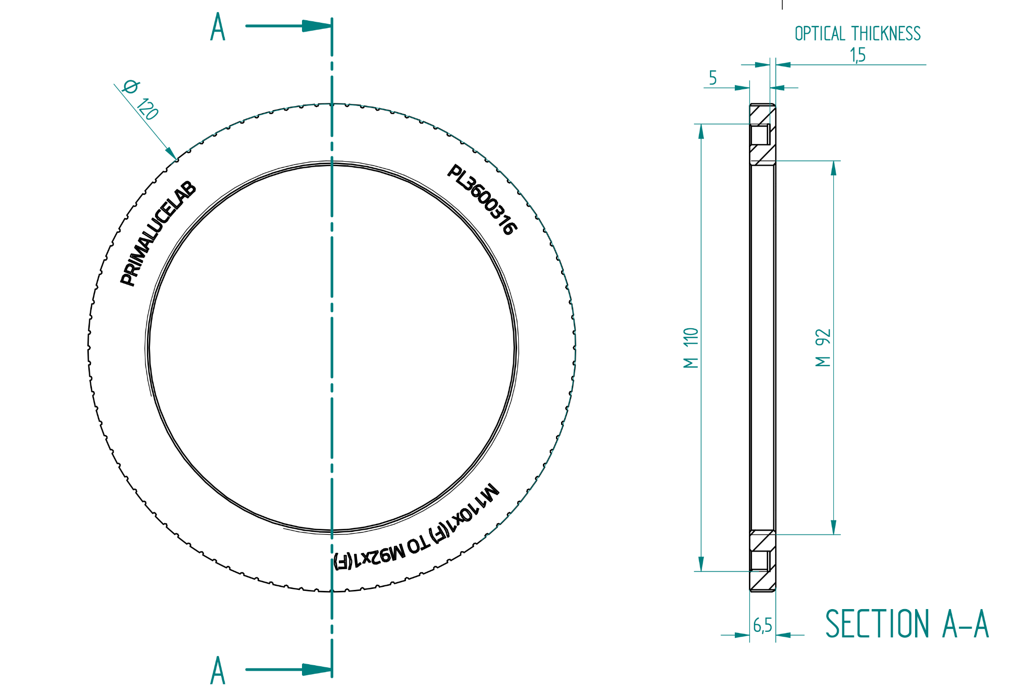 Adapter from M110 to M92 female for ESATTO 4"