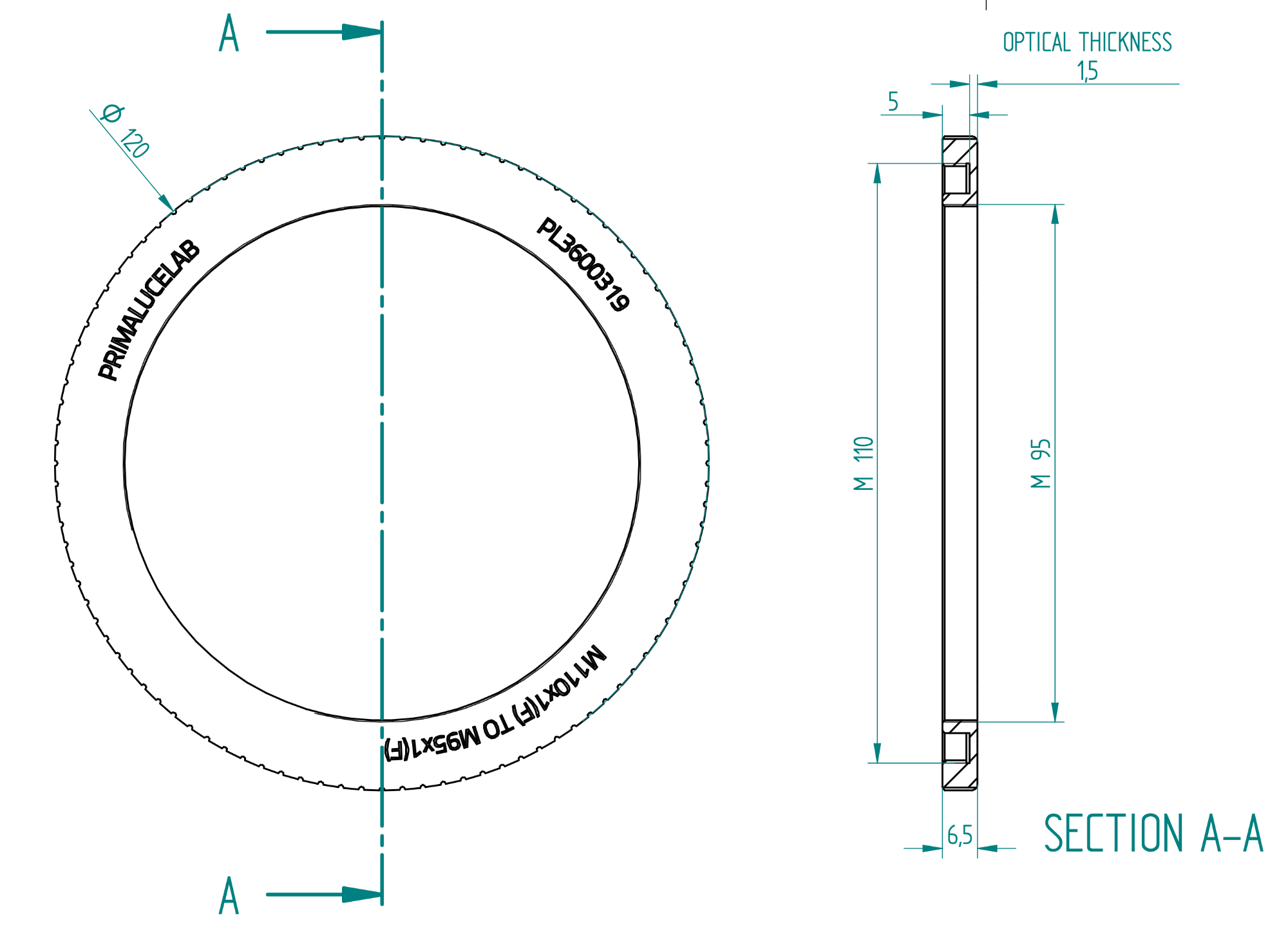 Adapter from M110 to M95 female for ESATTO 4"