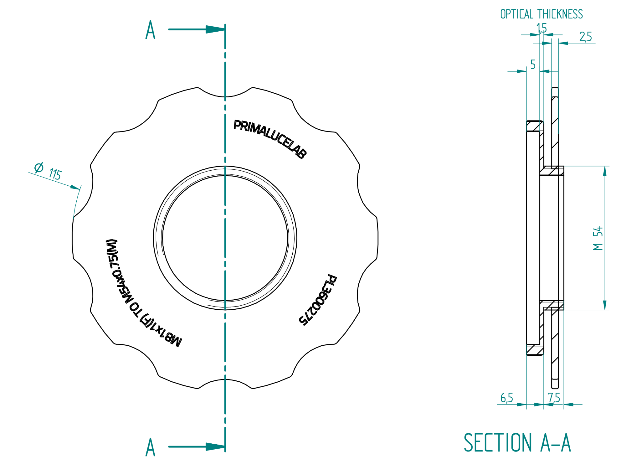 Adapter from M81 to M54 with stop ring for ESATTO 3" and ARCO 3"