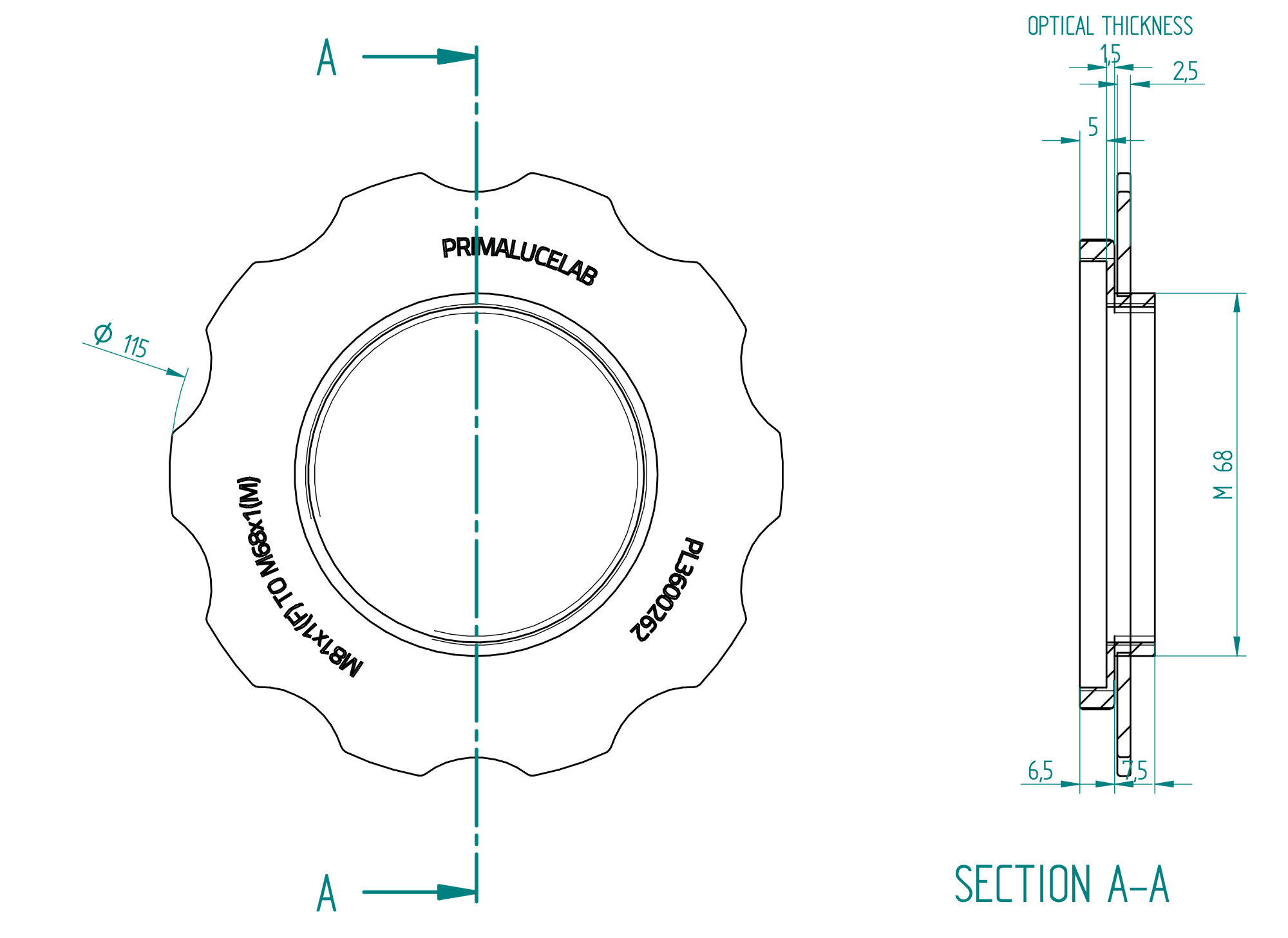 Adapter from M81 to M68 with stop ring for ESATTO 3" and ARCO 3"