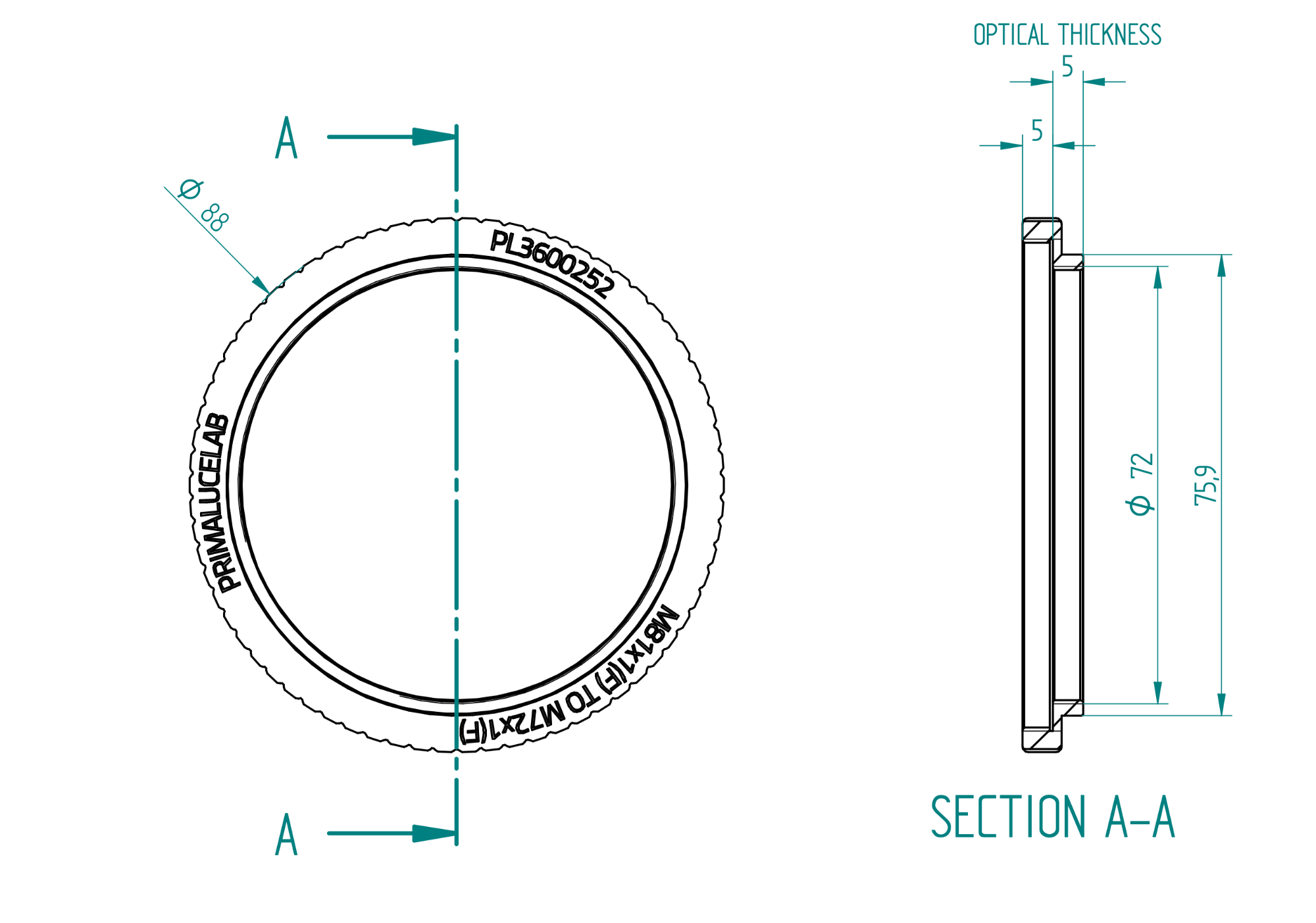 Adapter from M81 to M72 female for ESATTO 3" and ARCO 3"