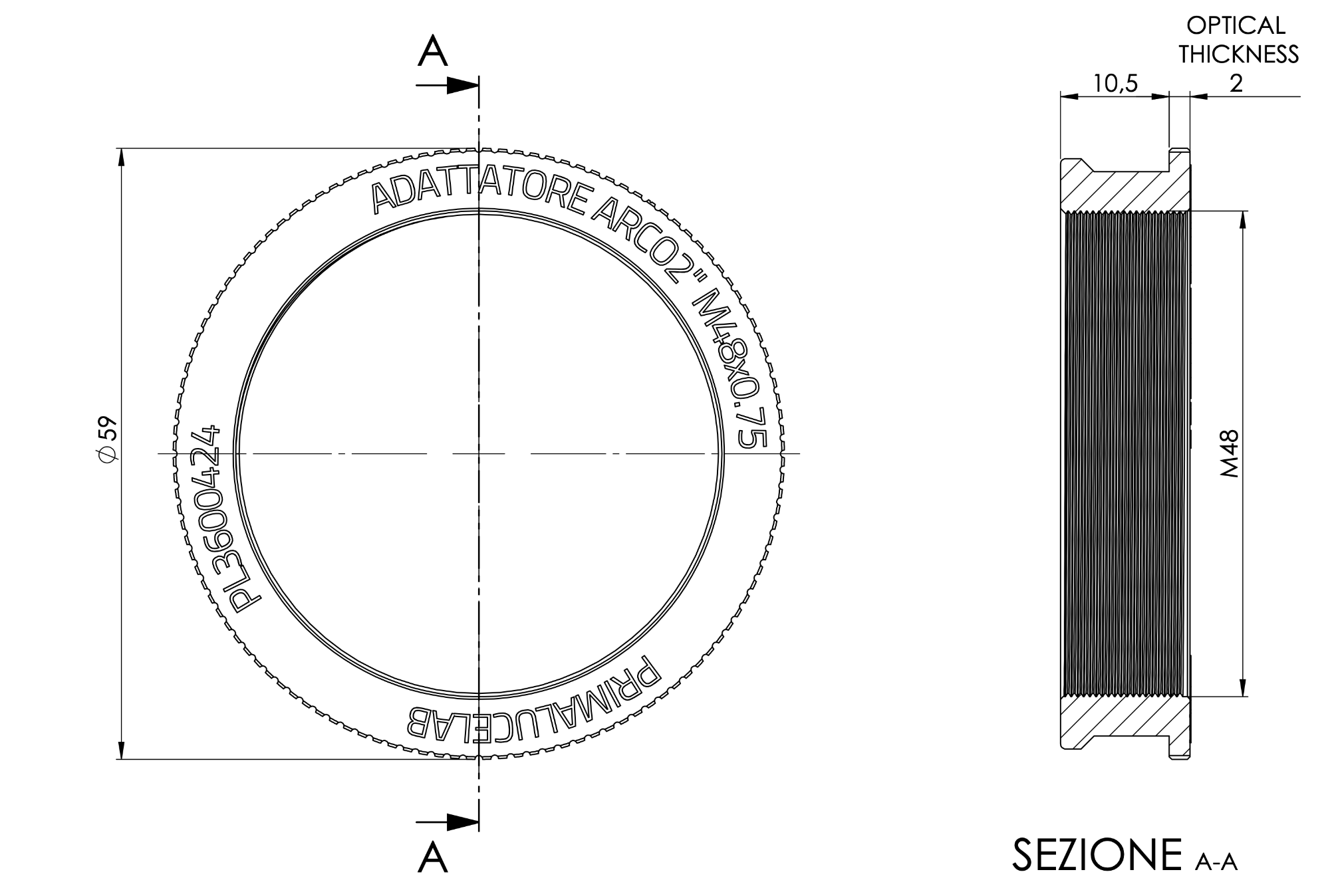 M48x0.75 female adapter for ARCO 2