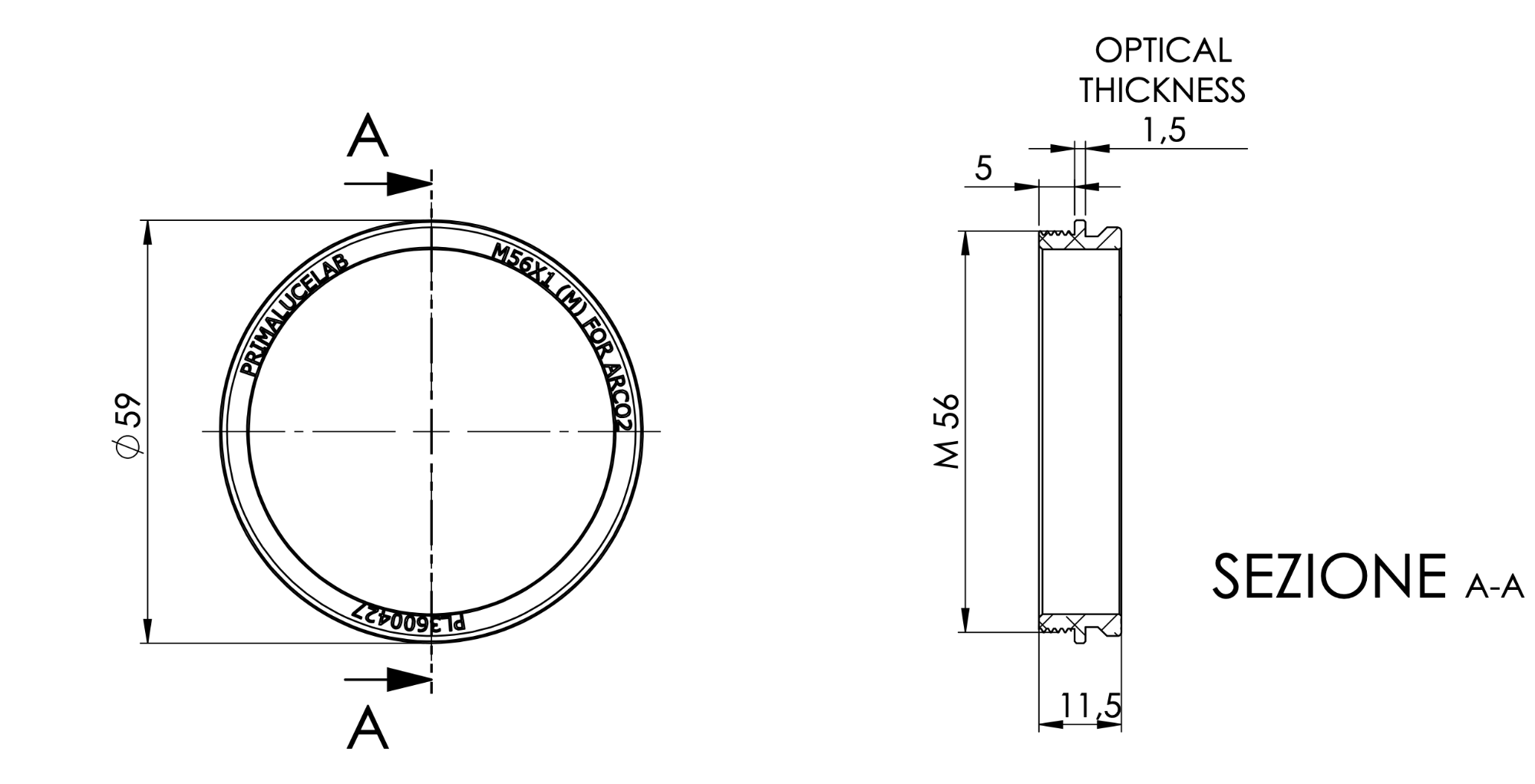 M56x1 male adapter for ARCO 2