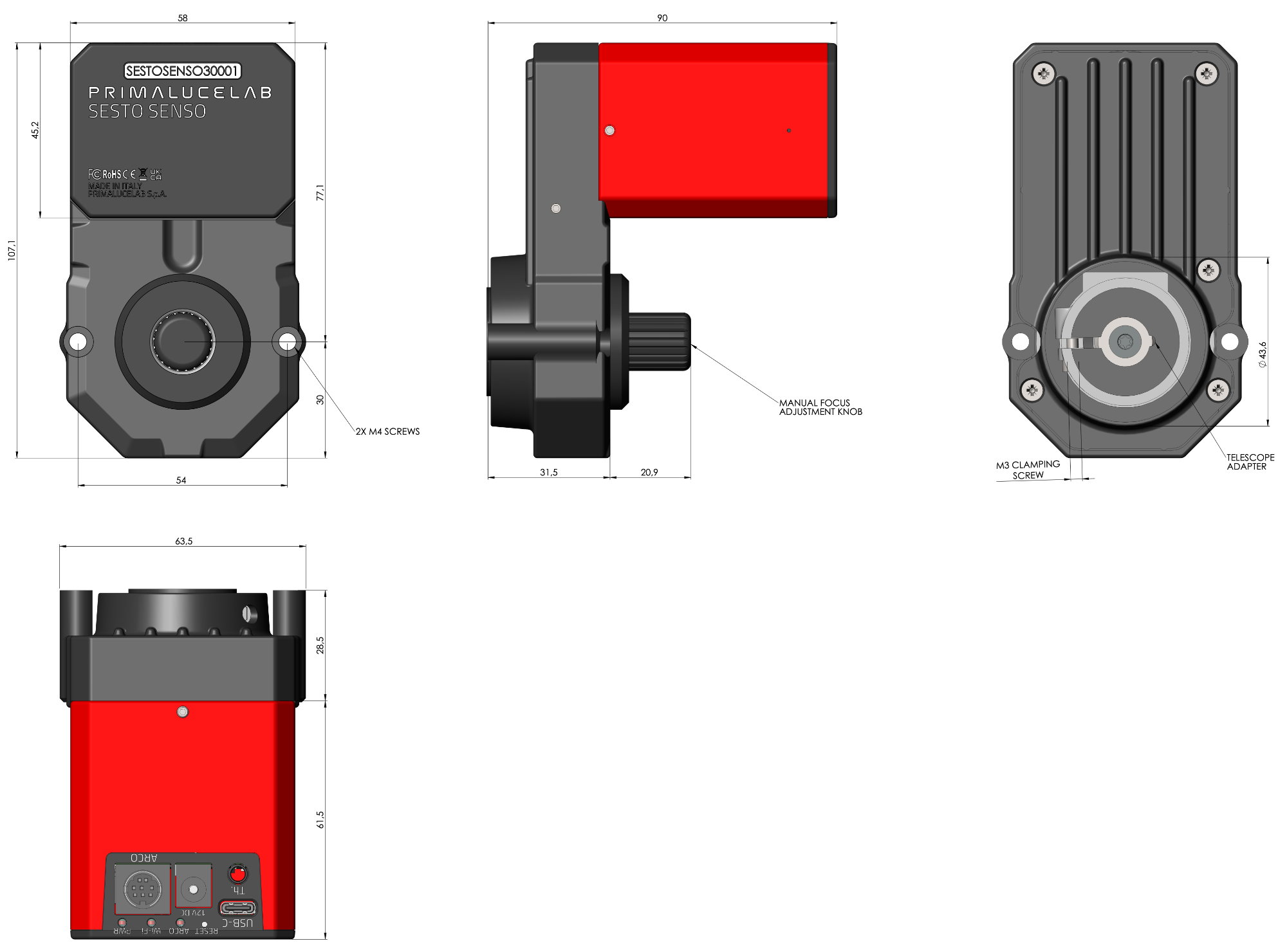SESTO SENSO 3 SC robotic focusing motor for SC type telescopes