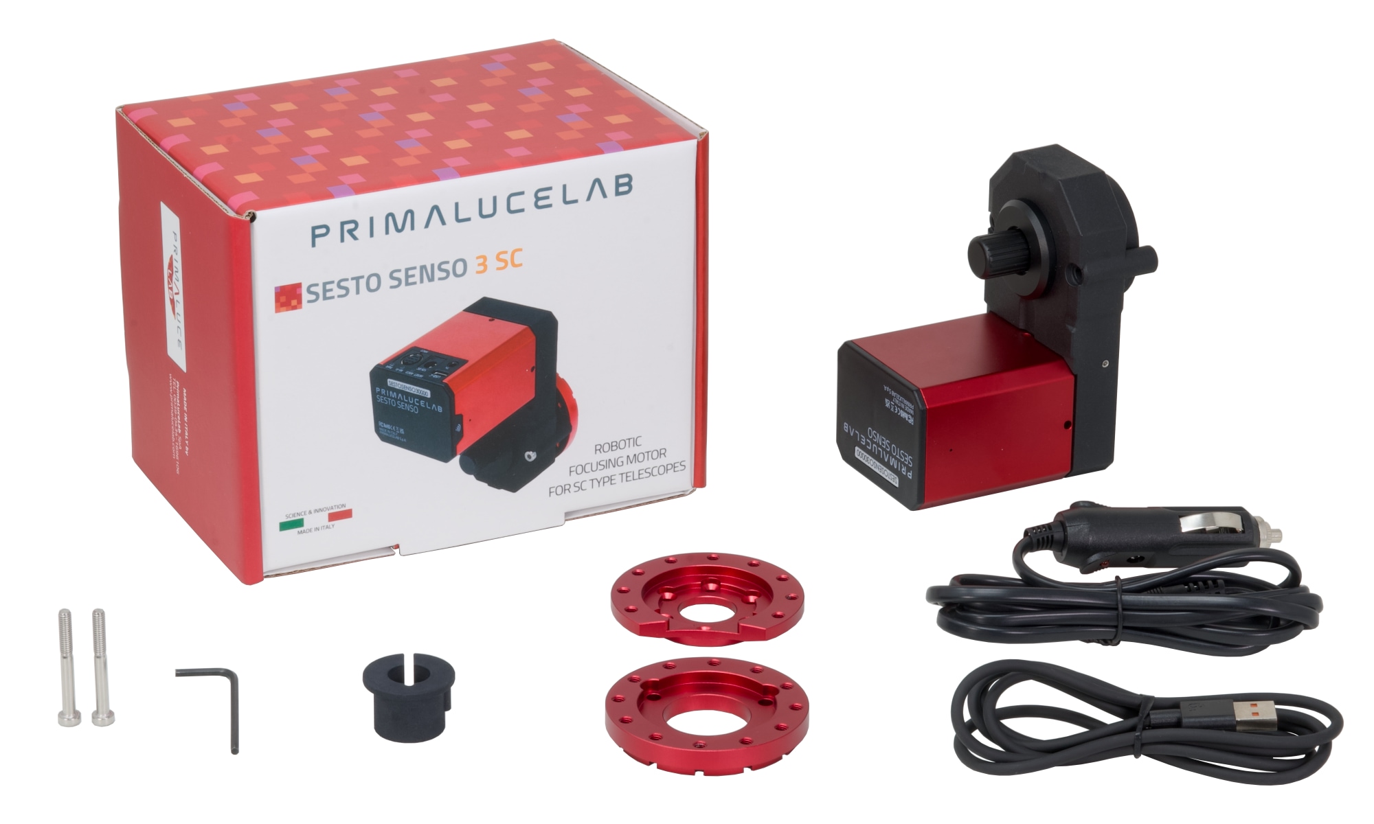 SESTO SENSO 3 SC robotic focusing motor for SC type telescopes - packing list