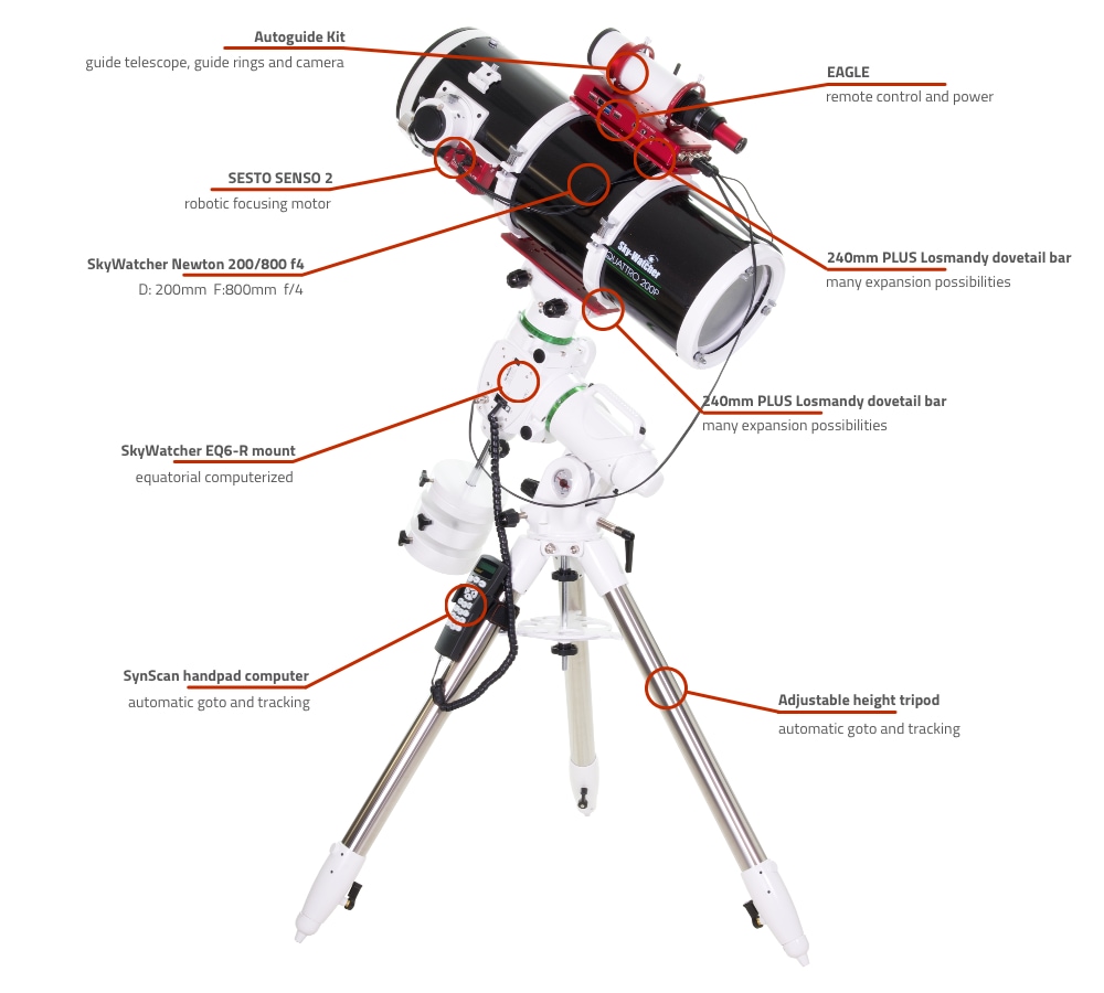 SkyWatcher Newton 200-800 computerized telescope with EQ6-R and EAGLE SkyWatcher Newton 200-800 computerized telescope with EQ6-R and EAGLE