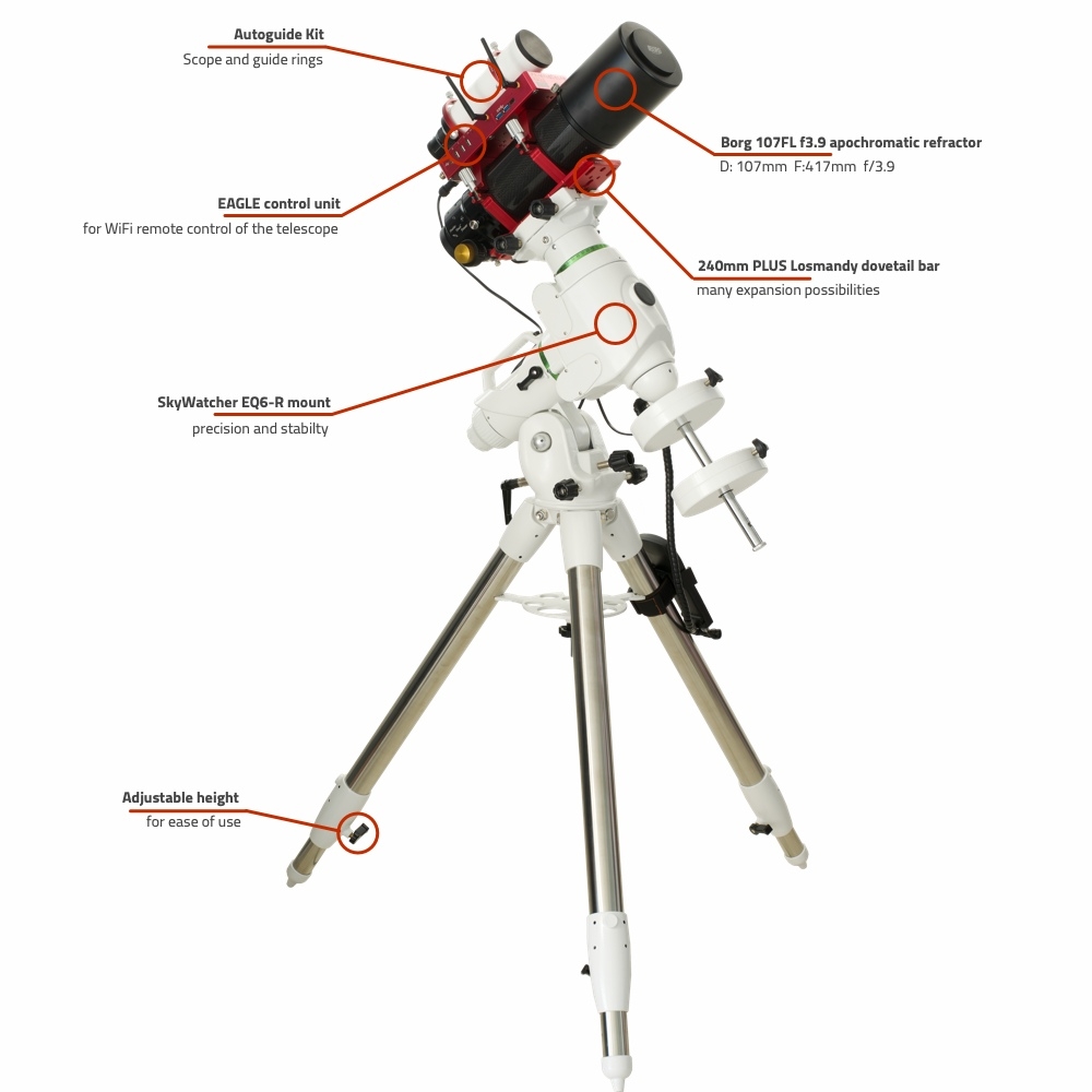 Borg 107FL f3.9 PLUS computerized refractor telescope with EQ6-R and EAGLE Borg 107FL f3.9 PLUS computerized refractor telescope with EQ6-R and EAGLE
