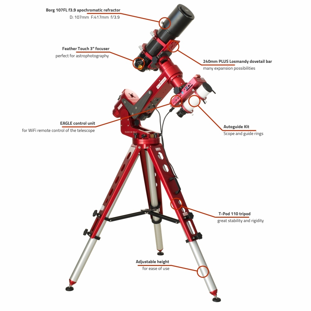 Borg 107FL f3.9 PLUS computerized refractor telescope with M-Uno and EAGLE Borg 107FL f3.9 PLUS computerized refractor telescope with M-Uno and EAGLE