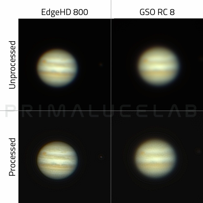 Celestron EdgeHD: Jupiter images with QHY5III185 color camera and comparison with GSO RC 8