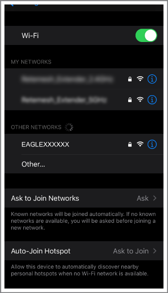 EAGLE first use: switch on and activation of wireless network